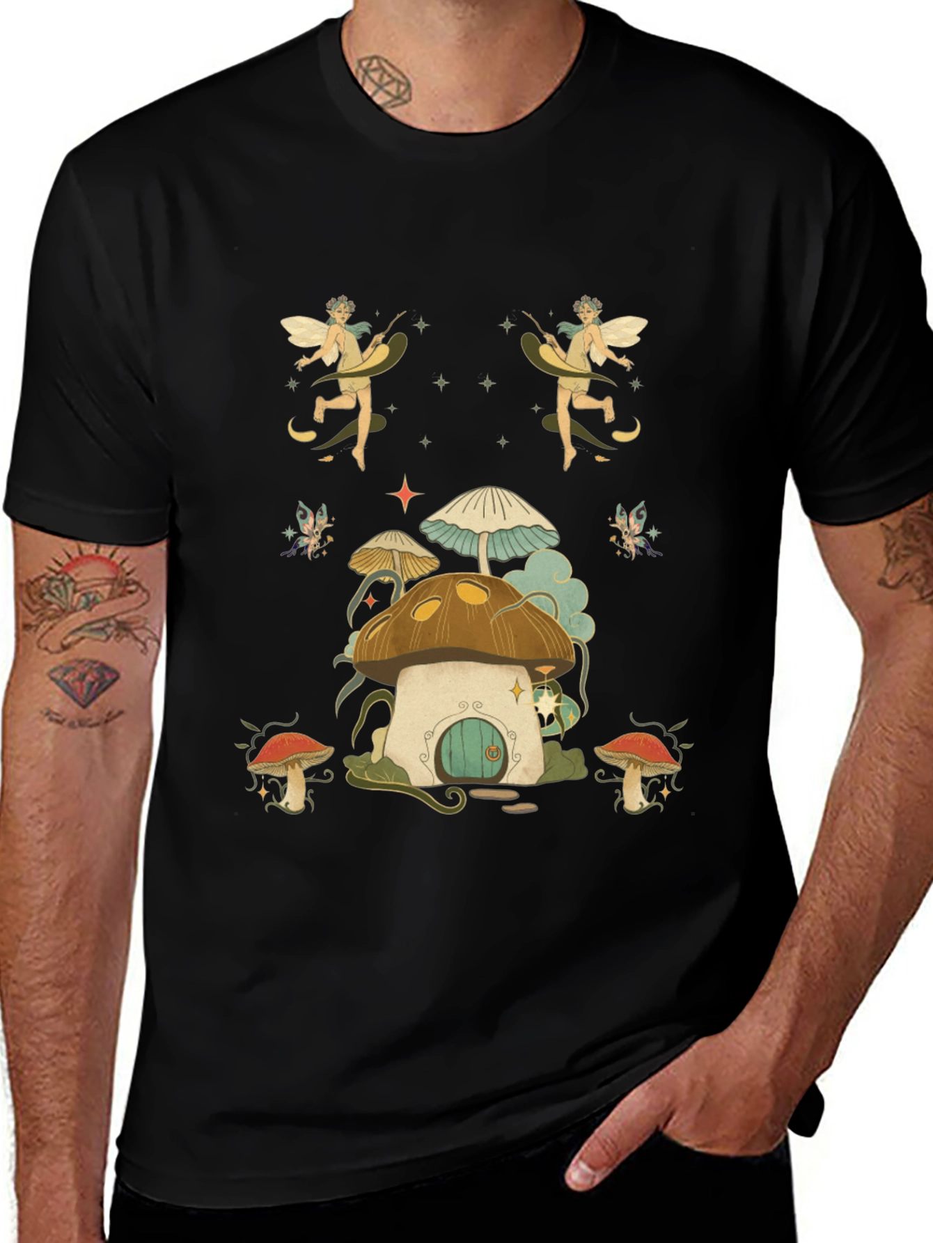 Whimsical Fairy Mushroom House Graphic Tee