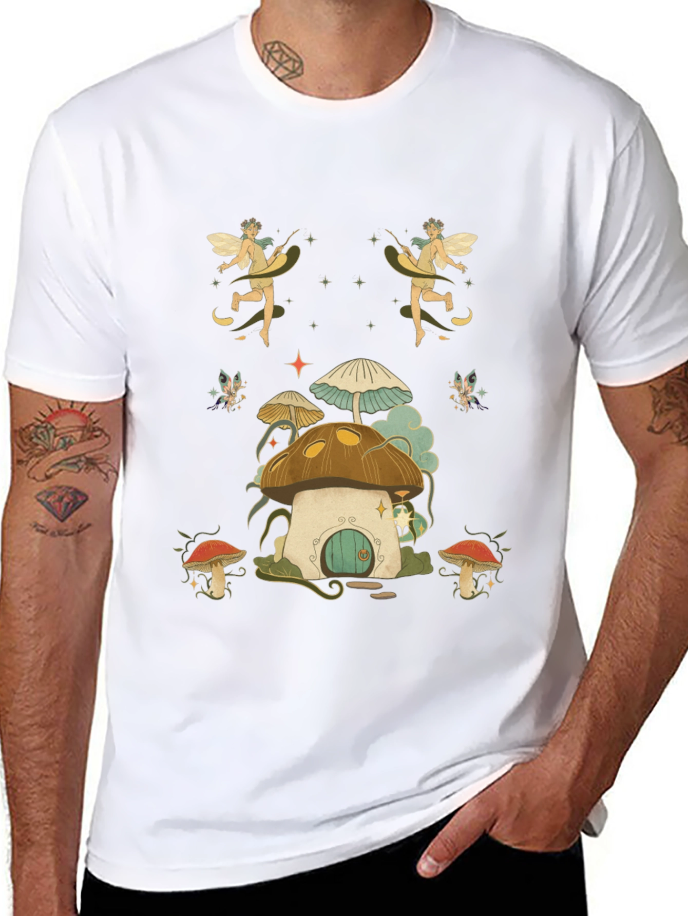 Whimsical Fairy Mushroom House Graphic Tee