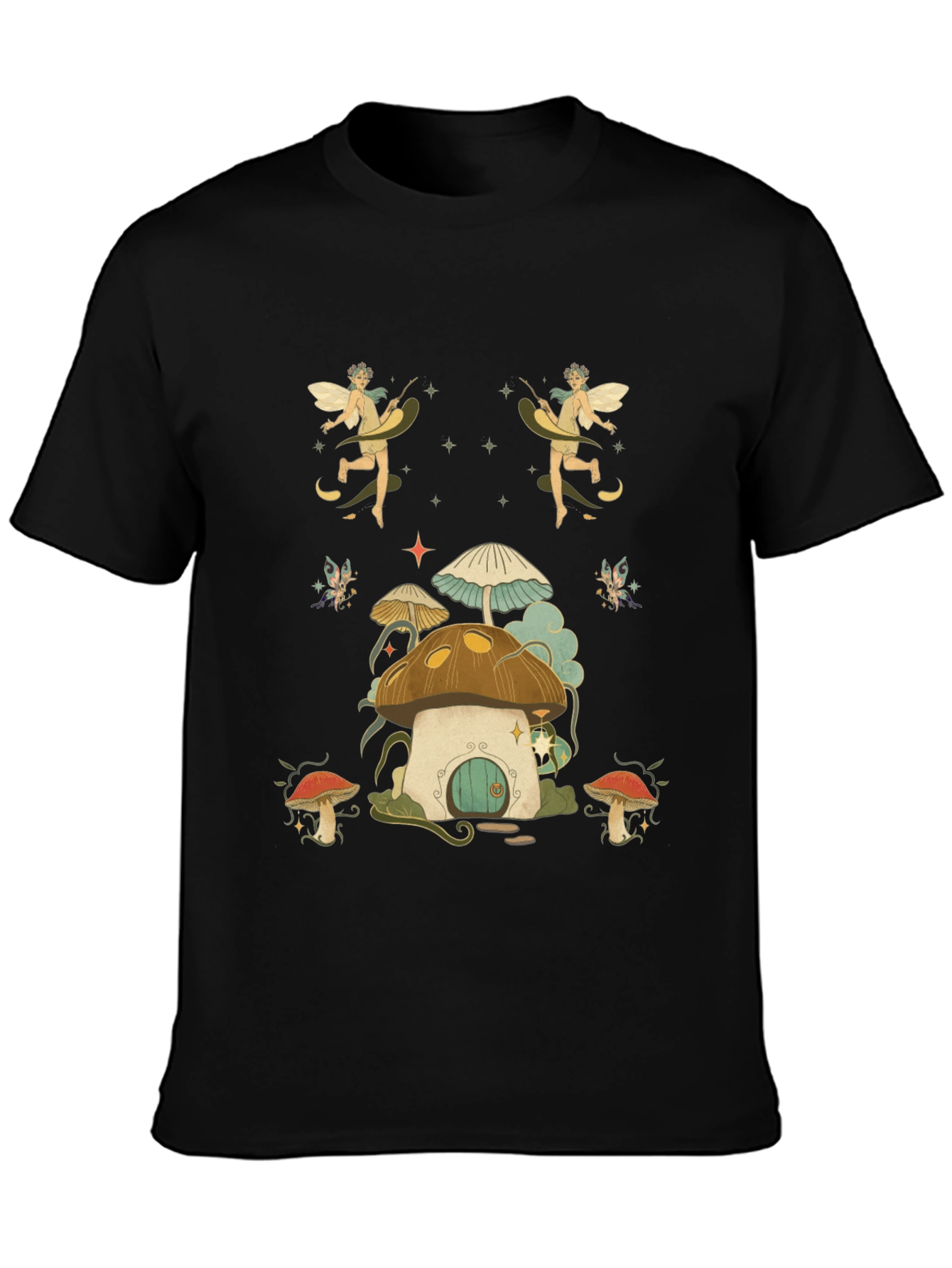 Whimsical Fairy Mushroom House Graphic Tee