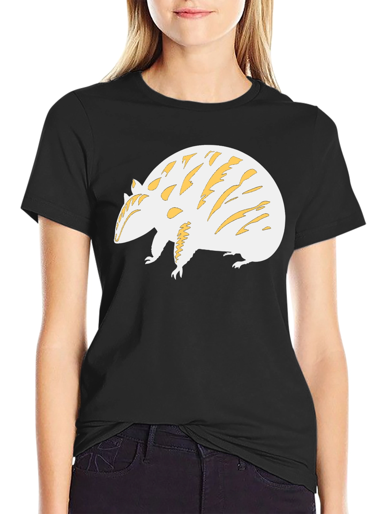 Unique Armadillo Graphic Tee - Black Cotton Blend