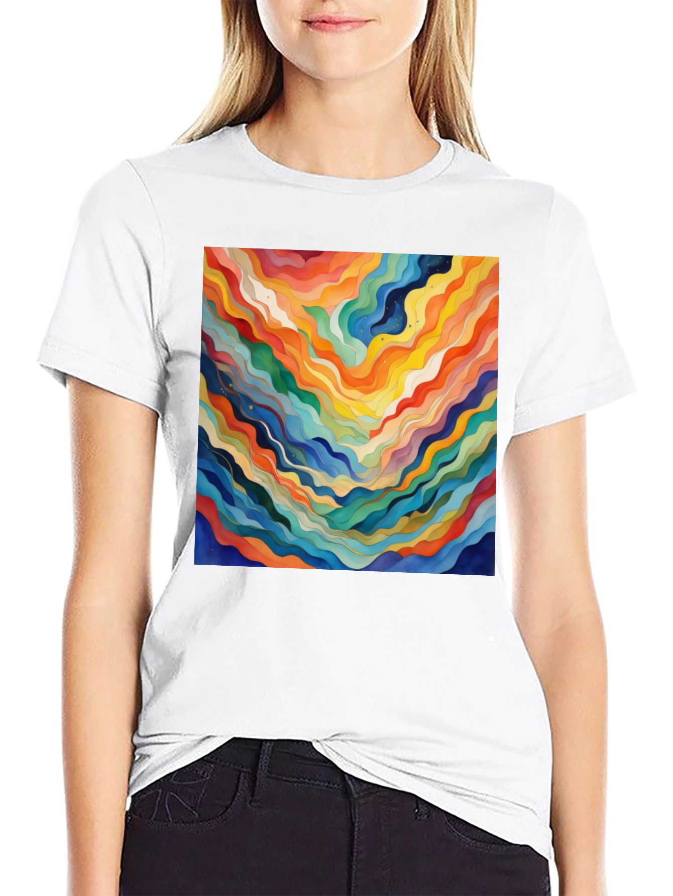 Abstract Wave Art Black T-Shirt