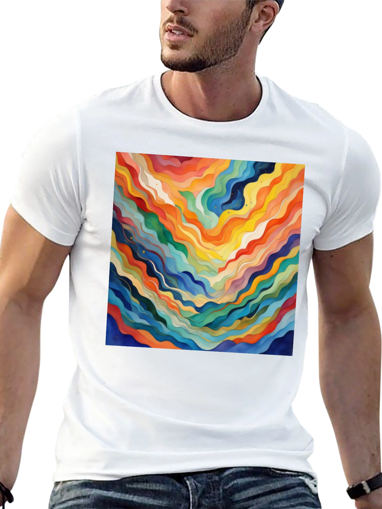 Abstract Wave Art Black T-Shirt