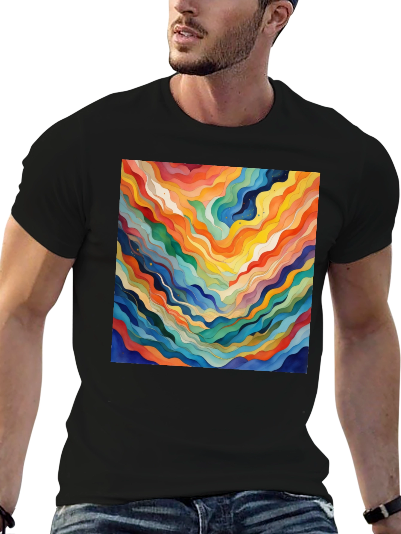 Abstract Wave Art Black T-Shirt
