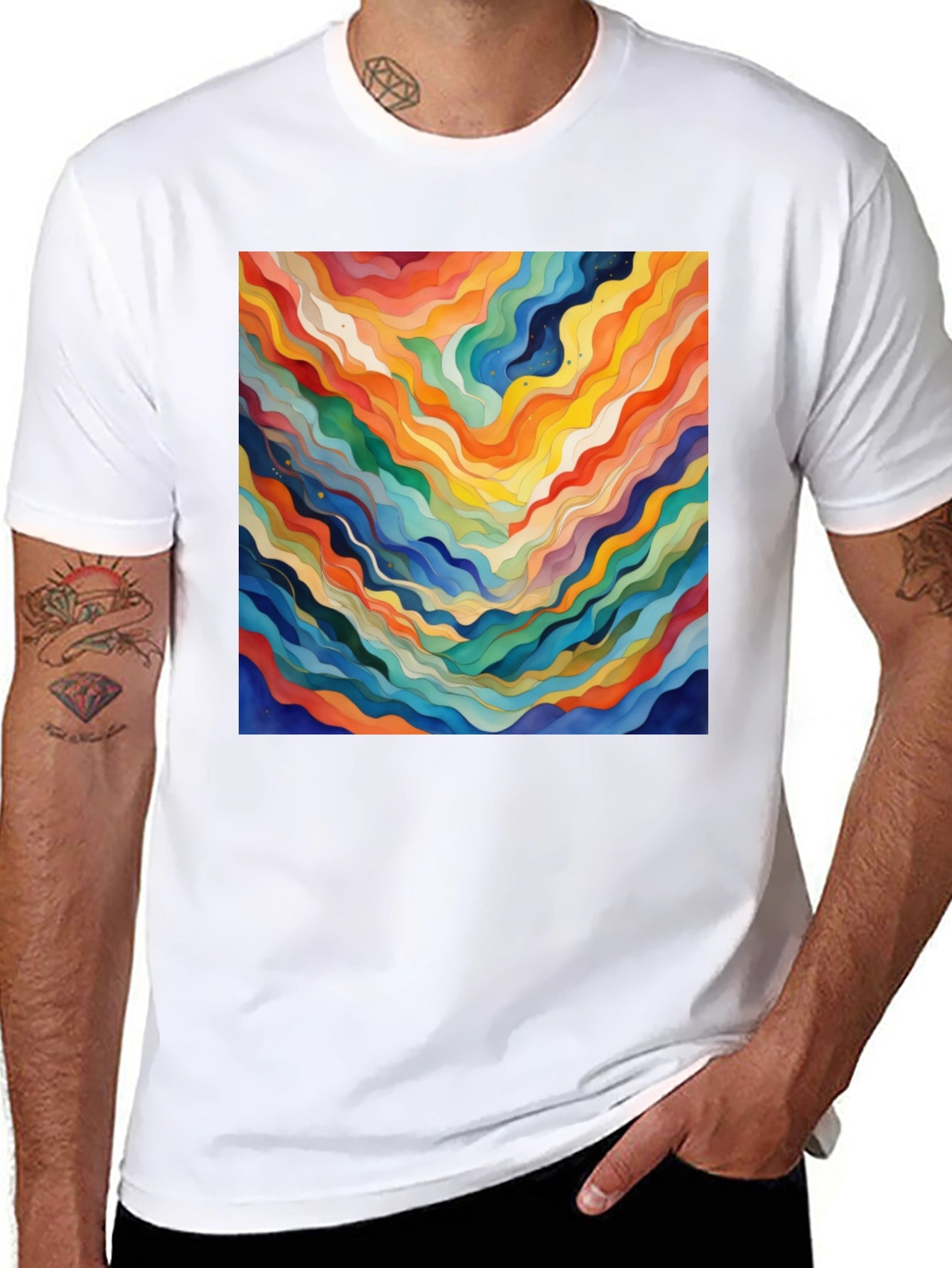 Abstract Wave Art Black T-Shirt
