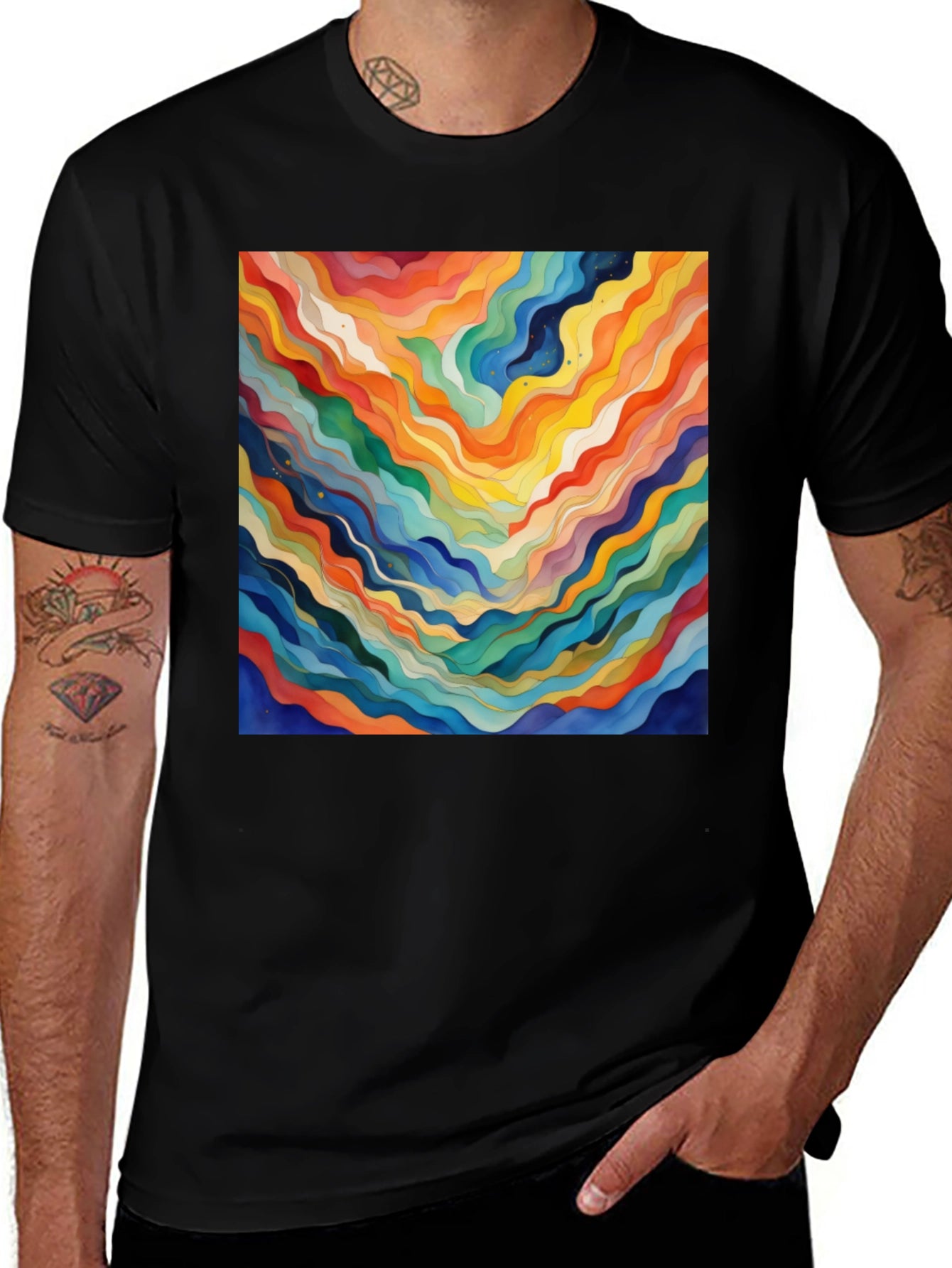 Abstract Wave Art Black T-Shirt