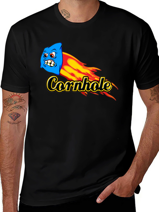 Cornhole T-Shirt - Flaming Bean Bag Design