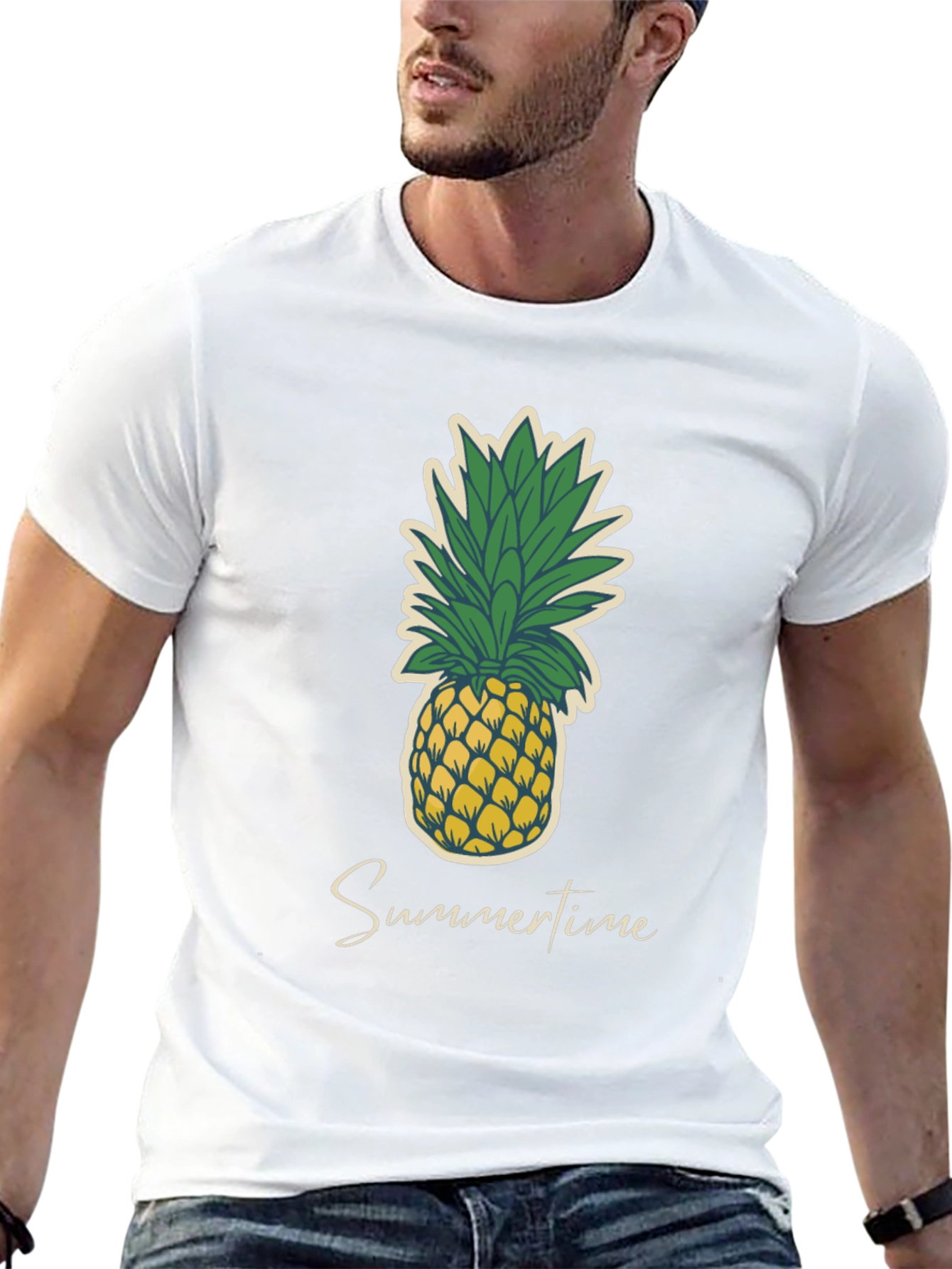 Summertime Pineapple Graphic Tee - Casual Black T-Shirt