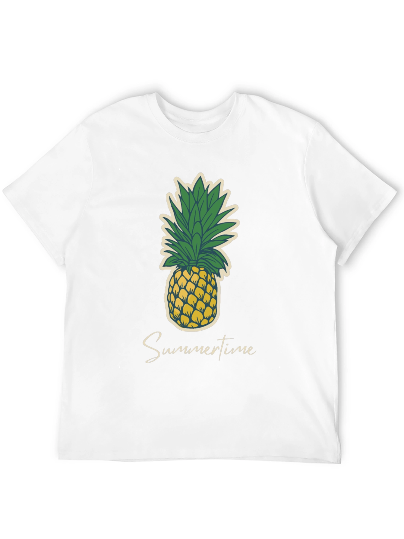 Summertime Pineapple Graphic Tee - Casual Black T-Shirt