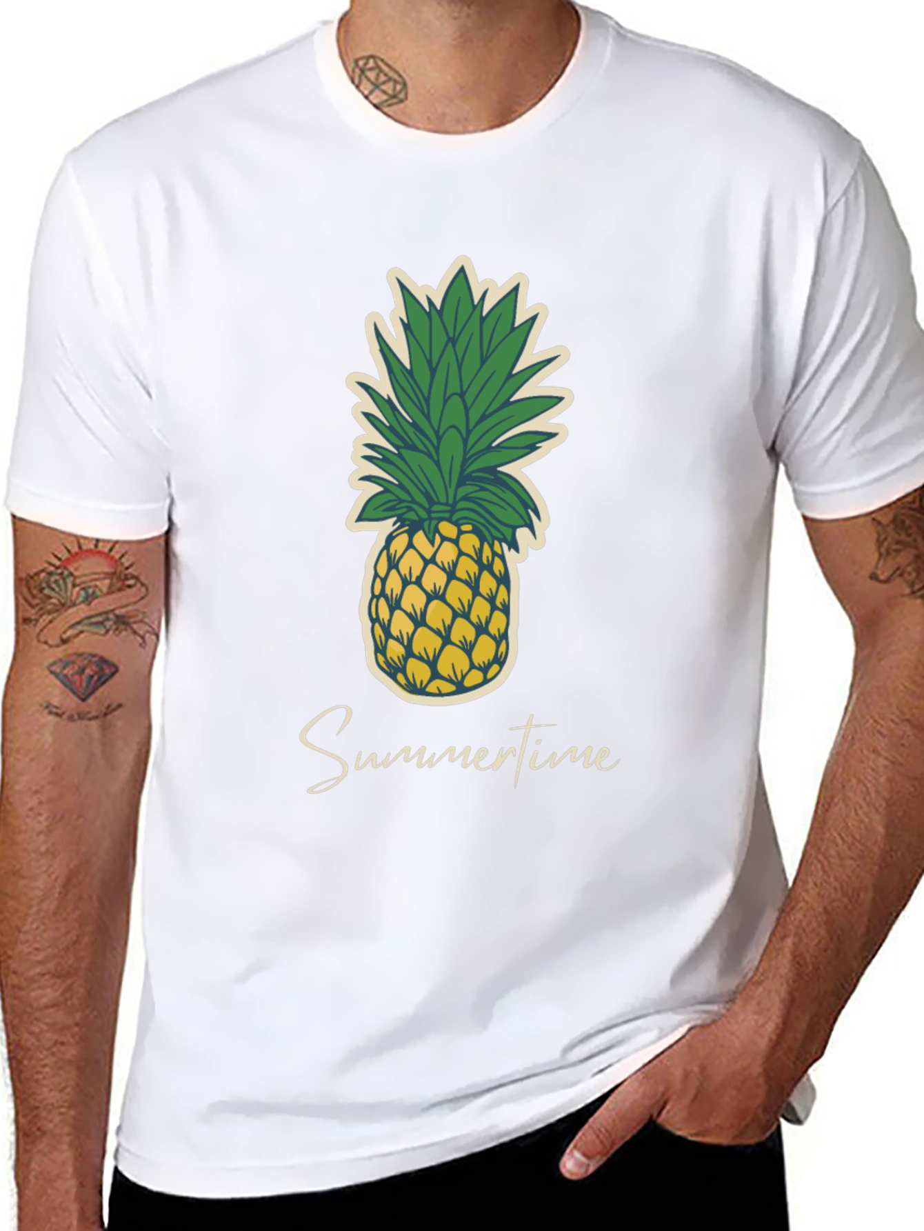 Summertime Pineapple Graphic Tee - Casual Black T-Shirt