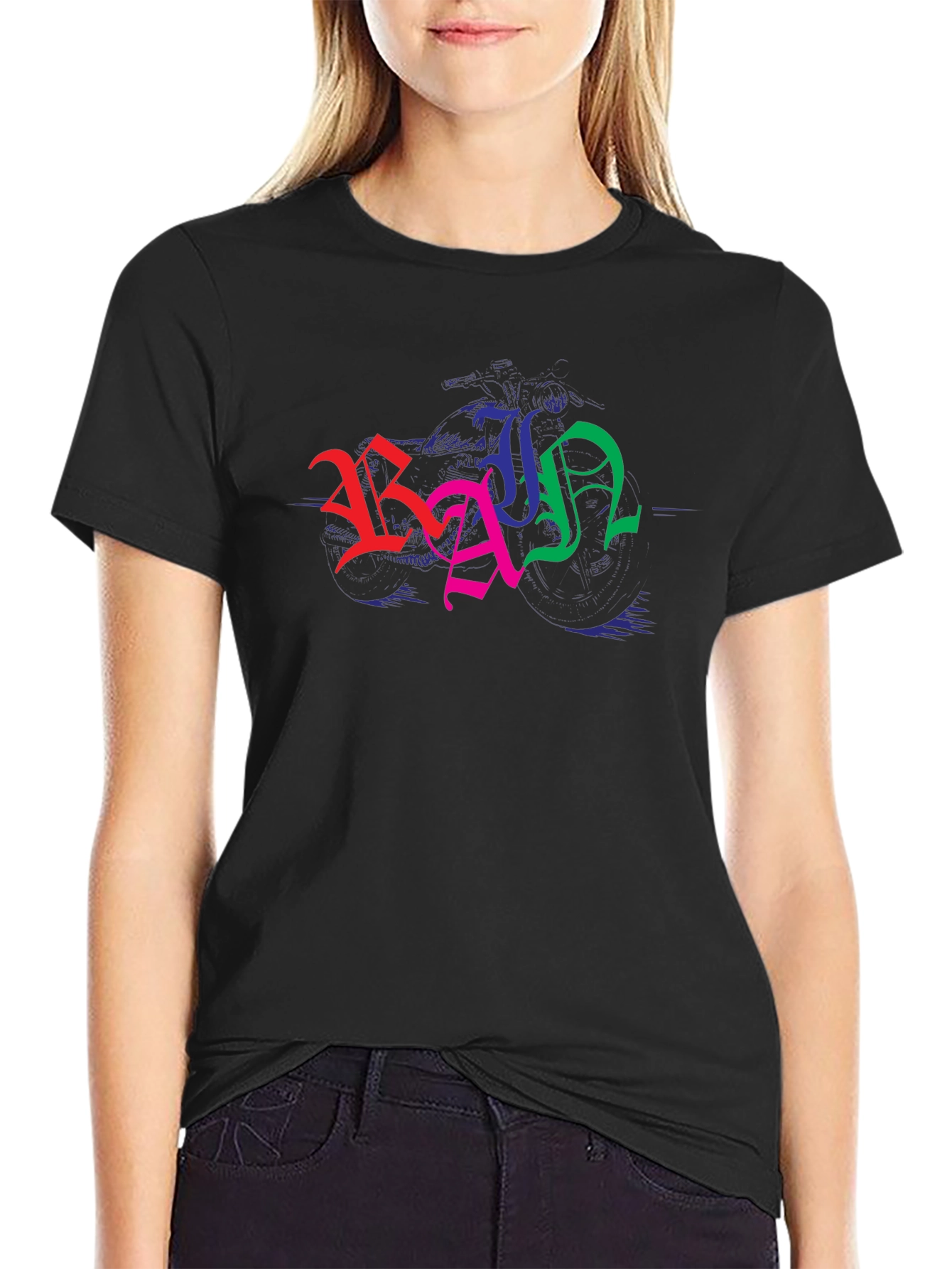 Colorful Graphic Black T-Shirt