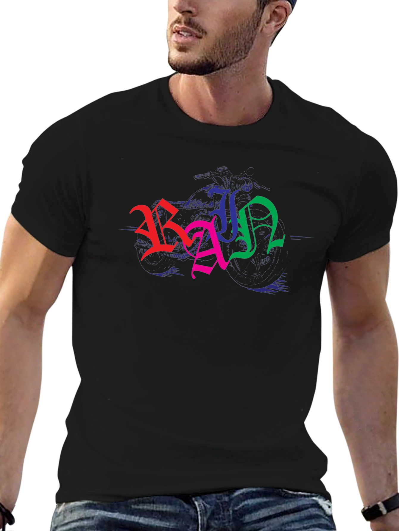 Colorful Graphic Black T-Shirt