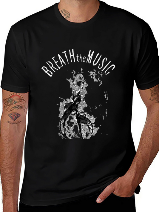 Breath the Music Graphic Tee - Black Cotton Comfort