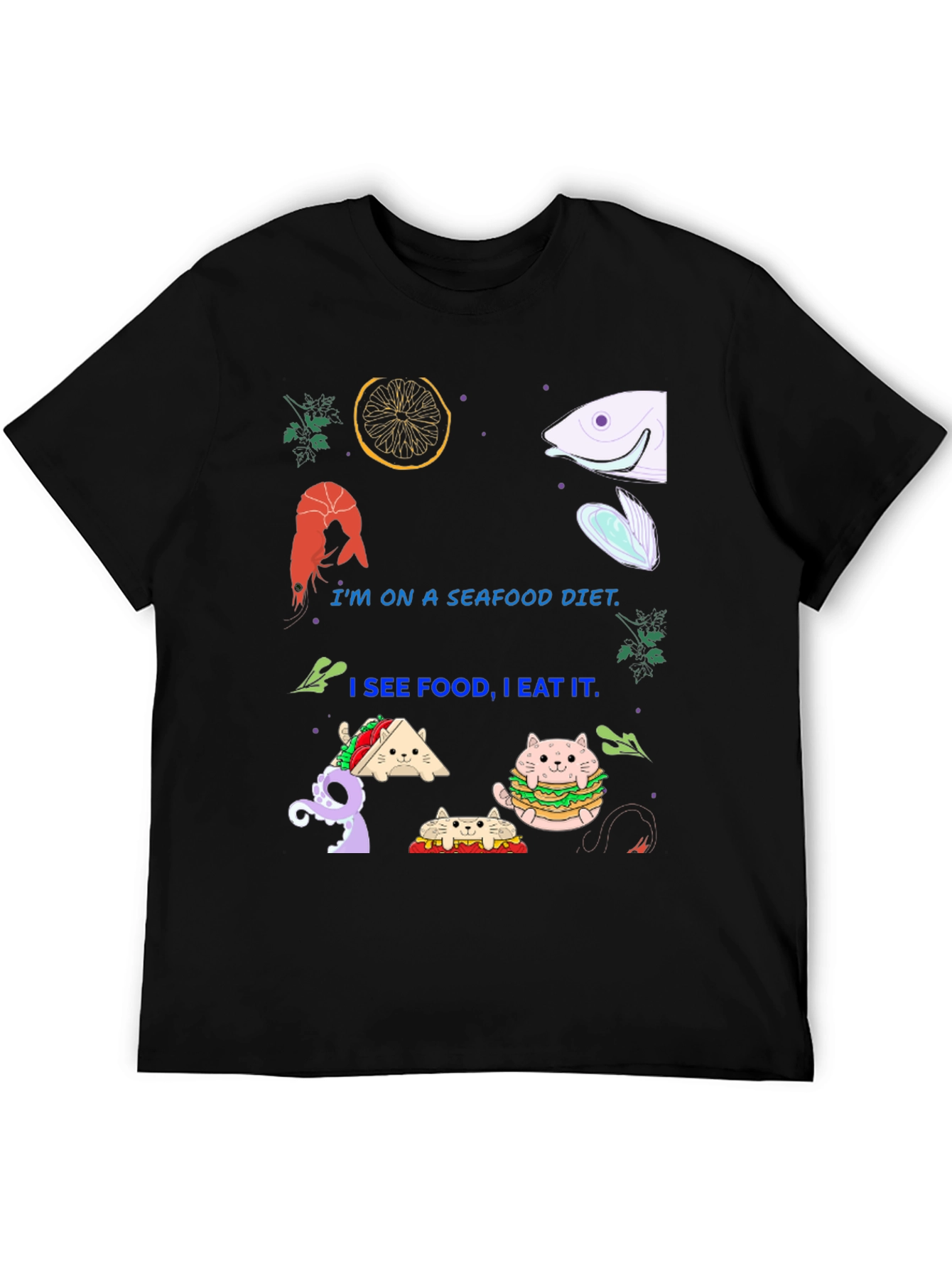 Seafood Diet Funny Graphic T-Shirt