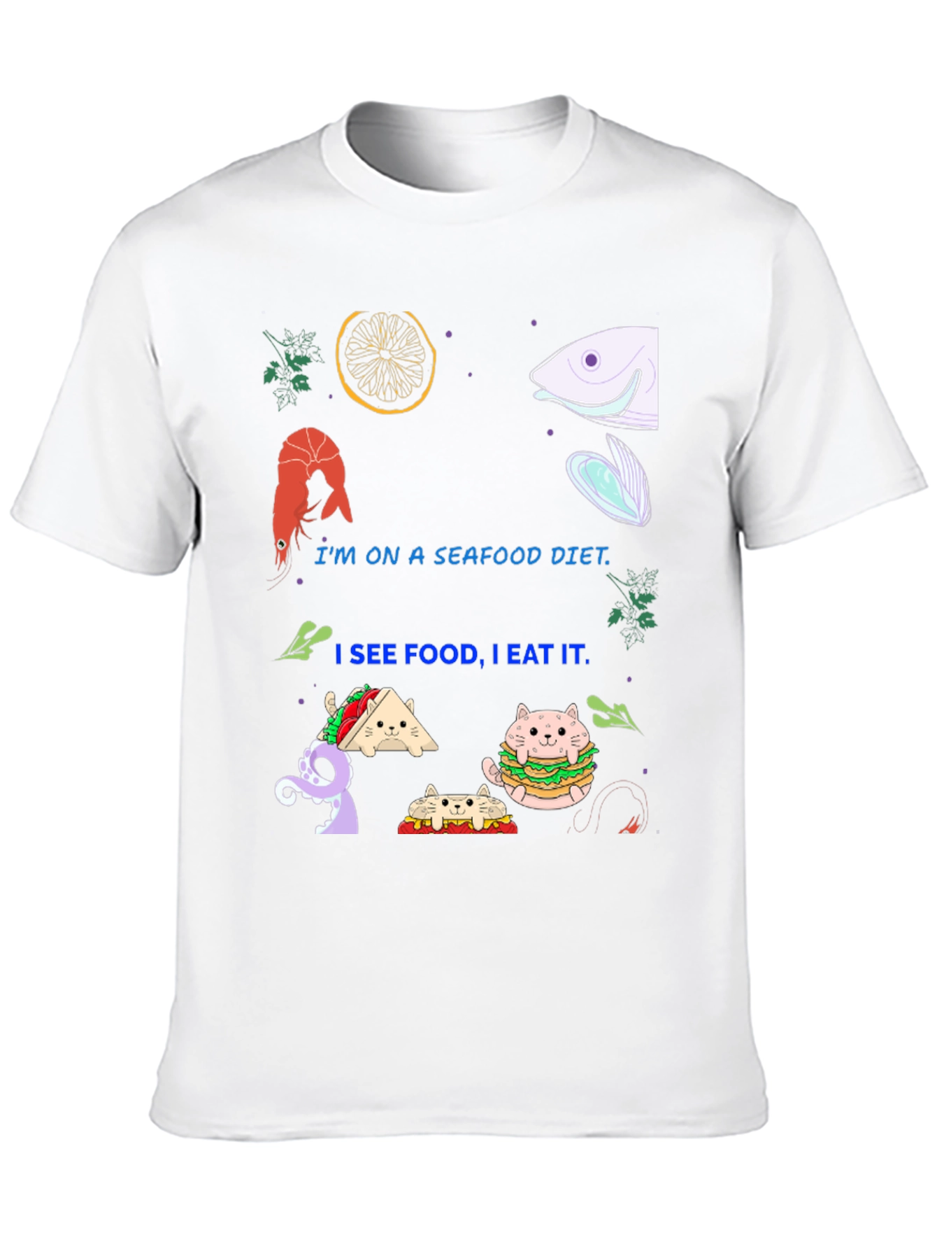 Seafood Diet Funny Graphic T-Shirt