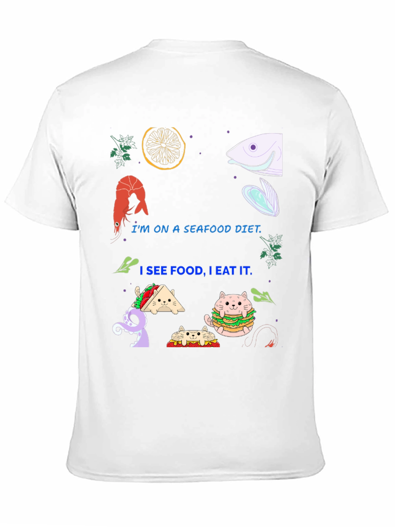 Seafood Diet Funny Graphic T-Shirt