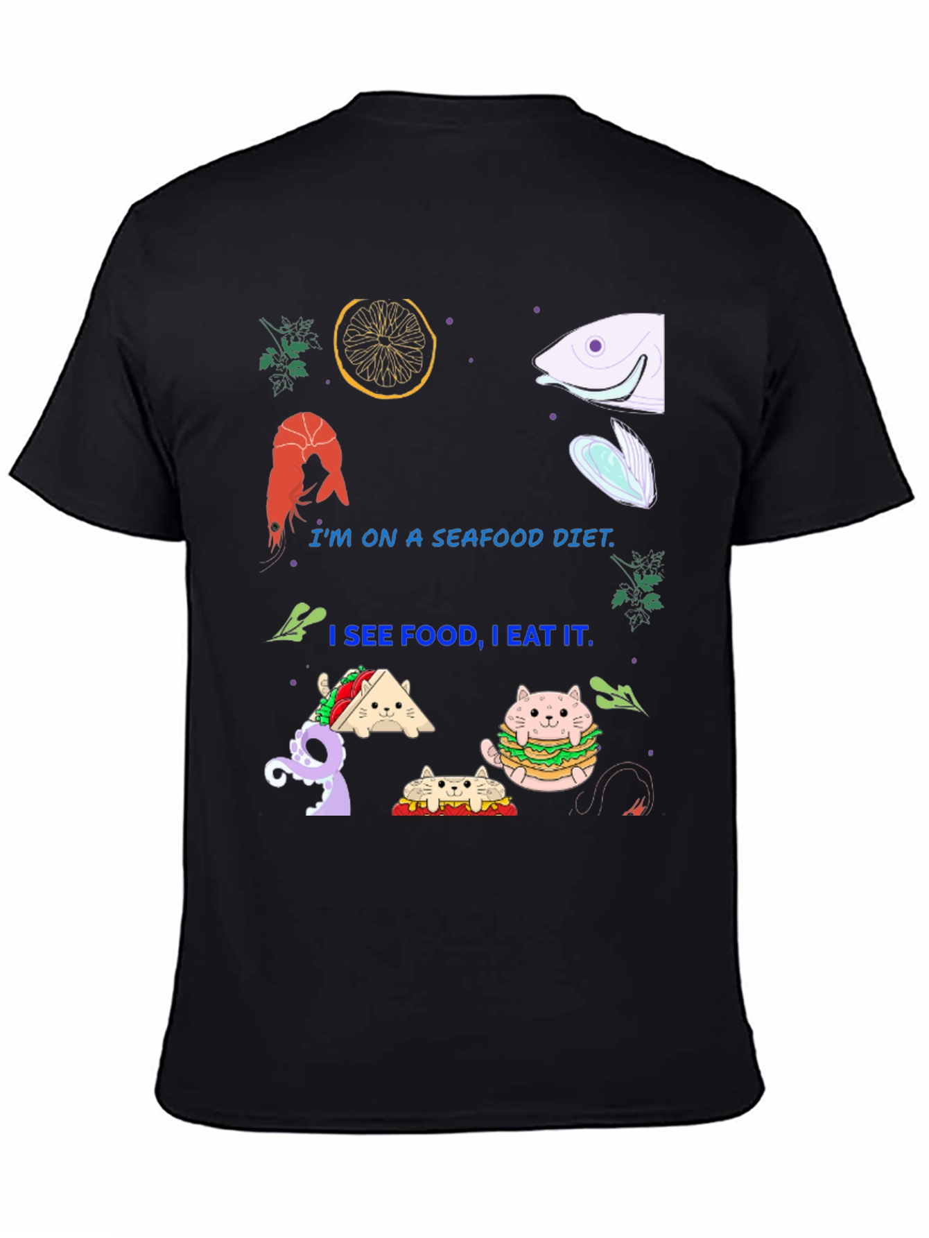 Seafood Diet Funny Graphic T-Shirt