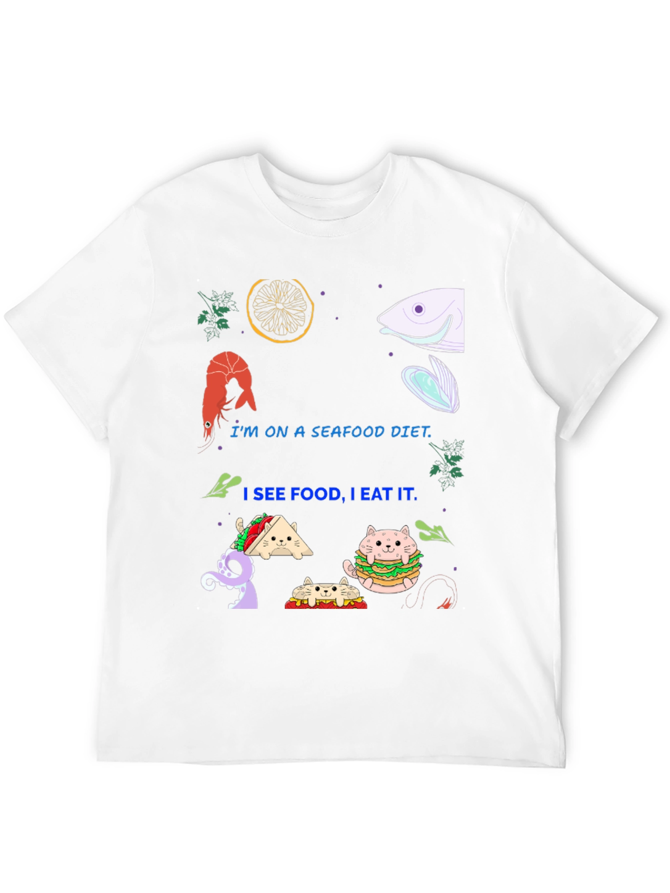Seafood Diet Funny Graphic T-Shirt