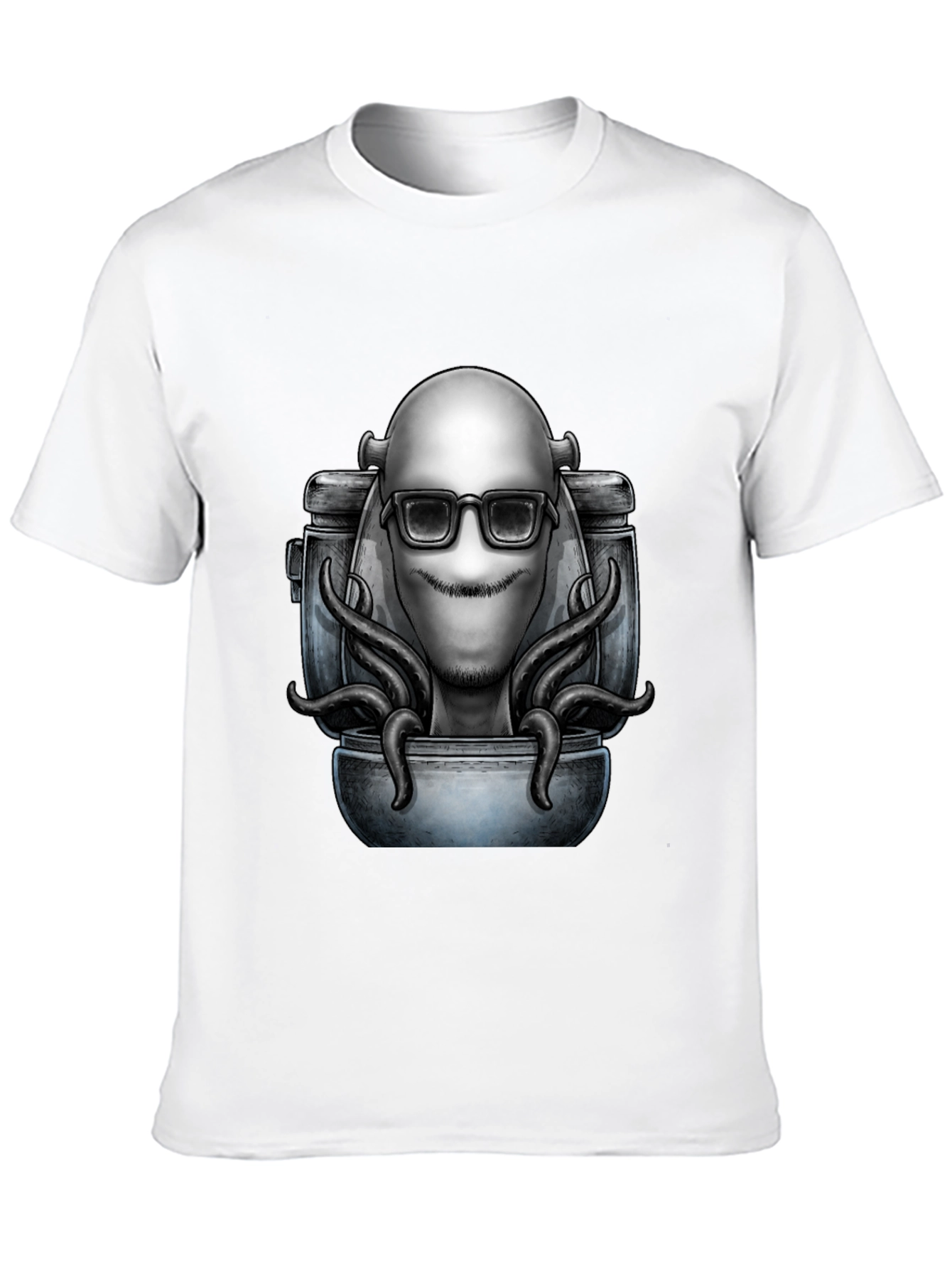 Cool Alien Octopus Graphic T-Shirt - Black