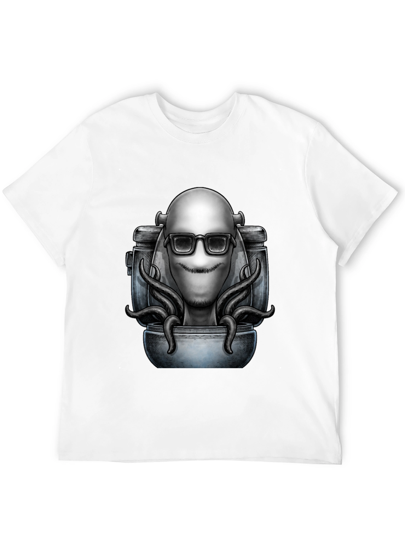 Cool Alien Octopus Graphic T-Shirt - Black