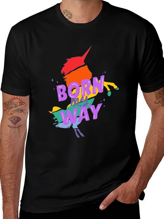 Born This Way Rainbow Unicorn Graphic Tee