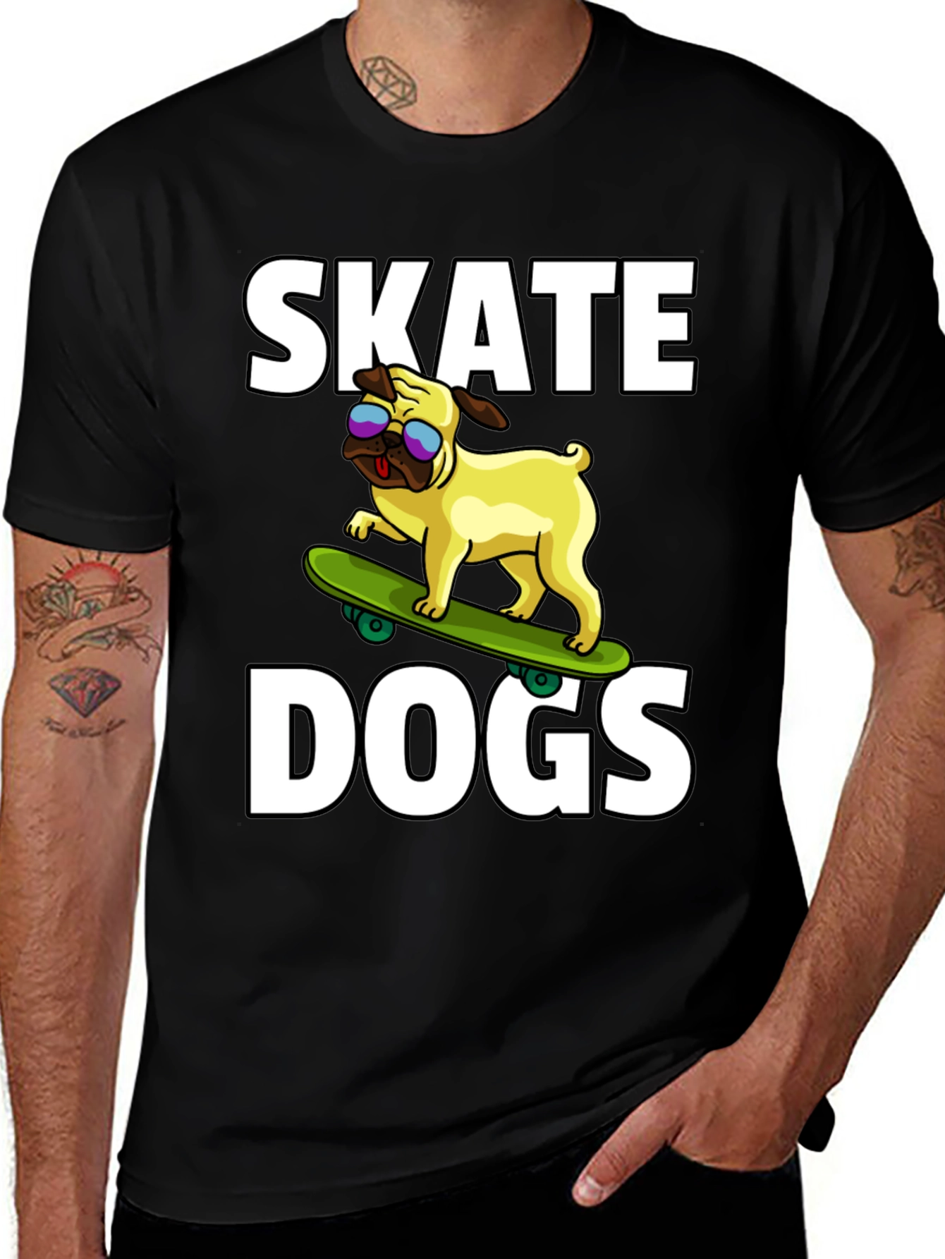 Skate Dogs Graphic Tee - Black Cotton T-Shirt