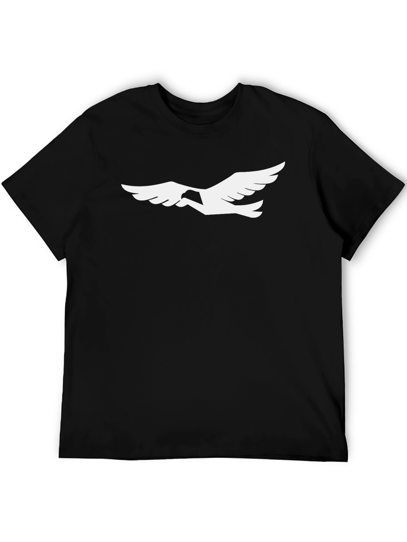 Black T-Shirt with White Bird Graphic