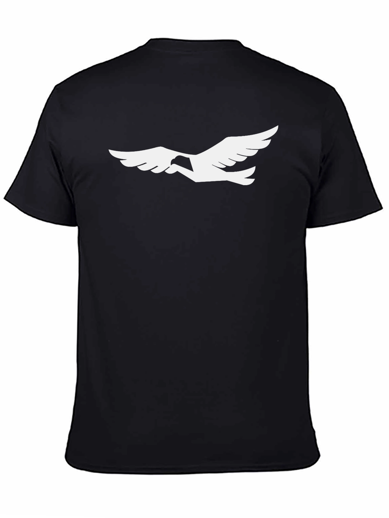 Black T-Shirt with White Bird Graphic