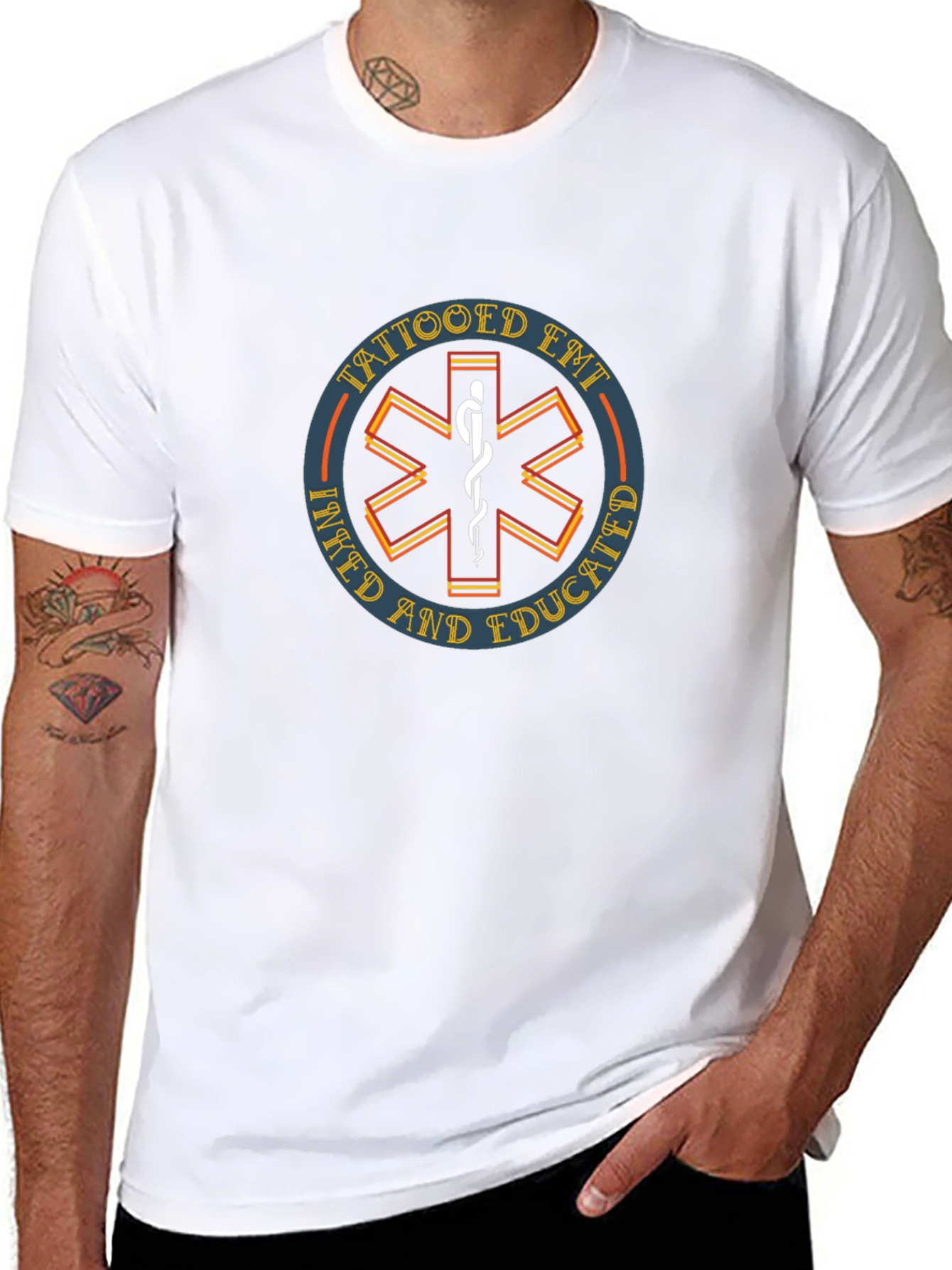 Tattooed EMT T-Shirt - Inked and Educated Design
