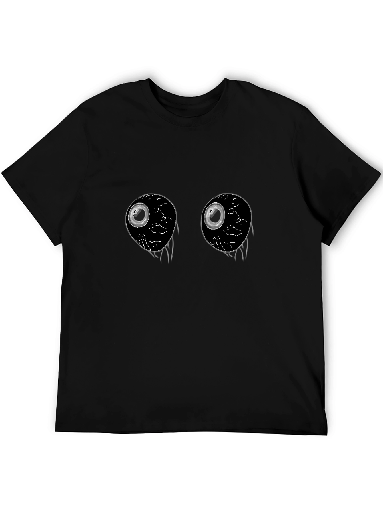 Creepy Eyeballs Graphic Tee -  Unique Black T-Shirt