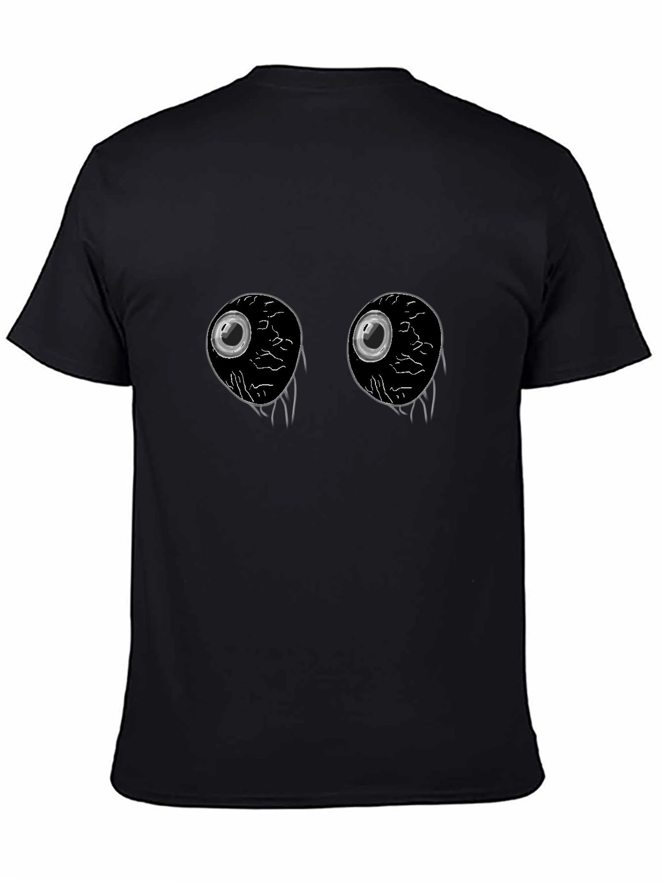 Creepy Eyeballs Graphic Tee -  Unique Black T-Shirt