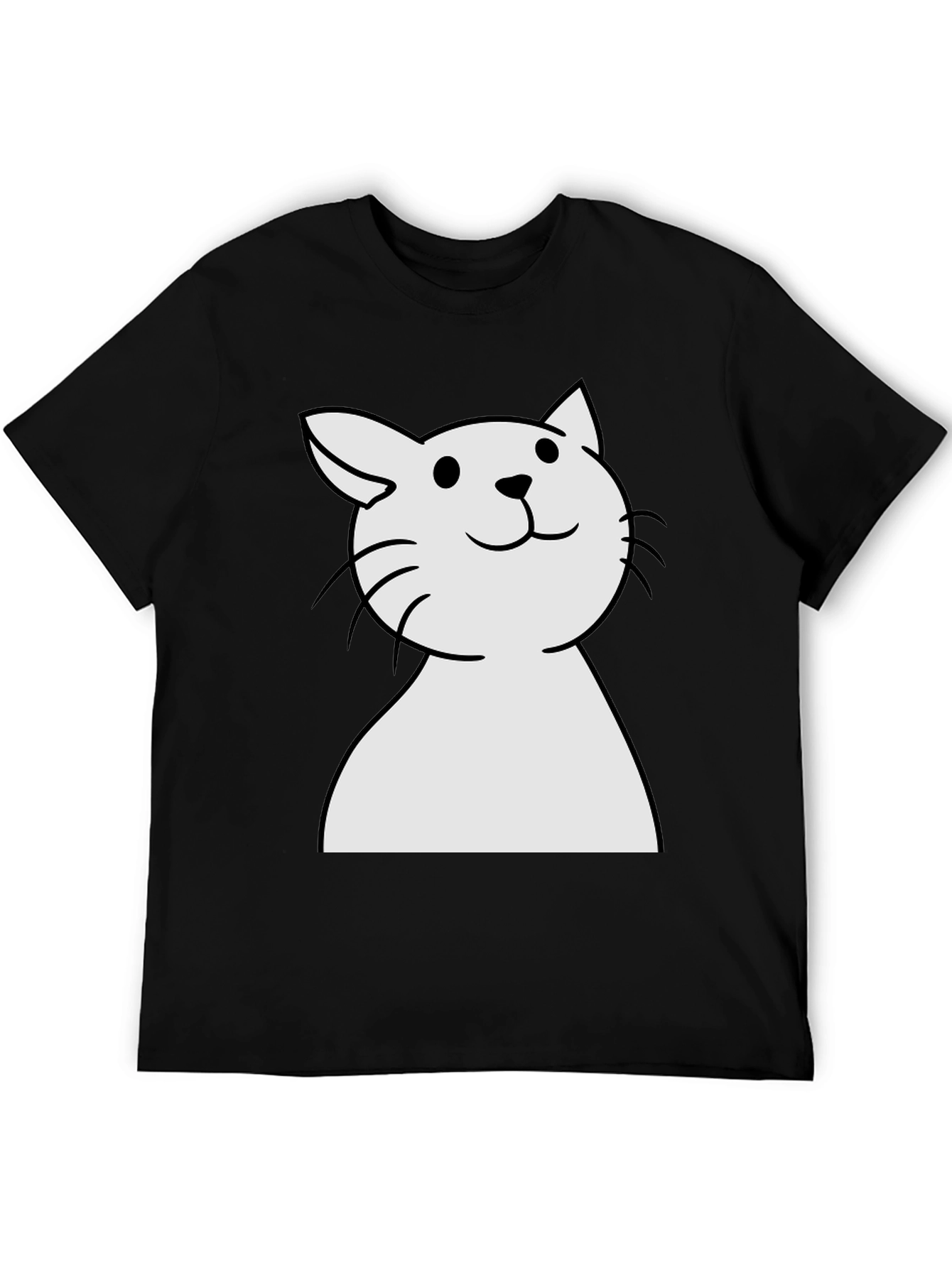 Cute Cat Graphic Black T-Shirt