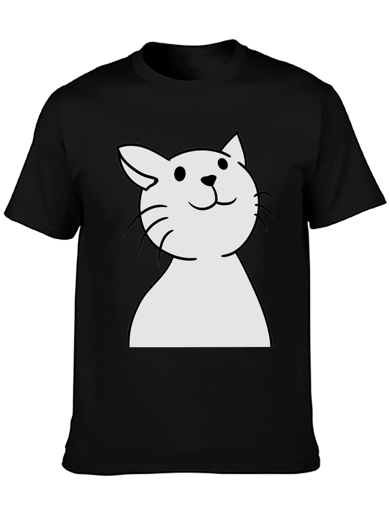 Cute Cat Graphic Black T-Shirt
