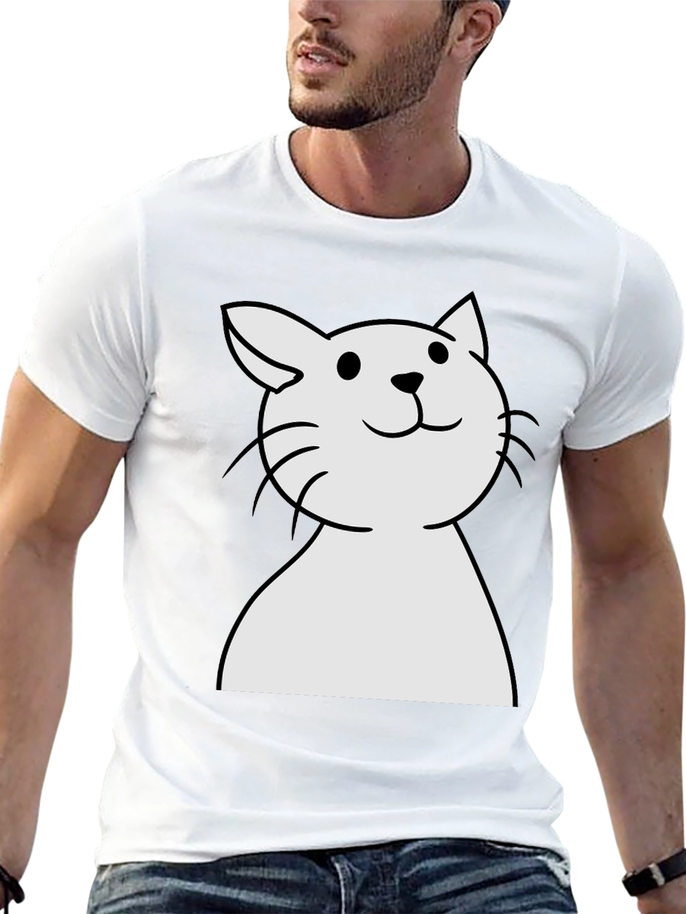 Cute Cat Graphic Black T-Shirt