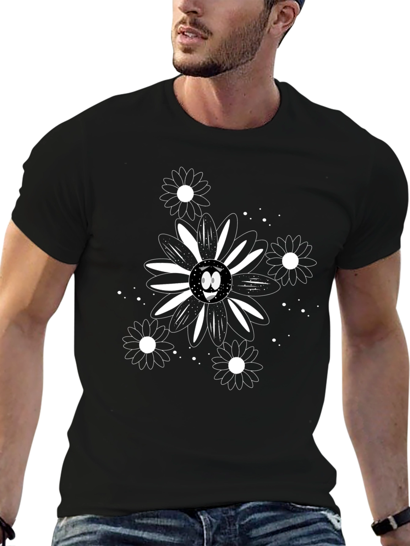 Daisy Smile Graphic Tee - Modern Black Shirt