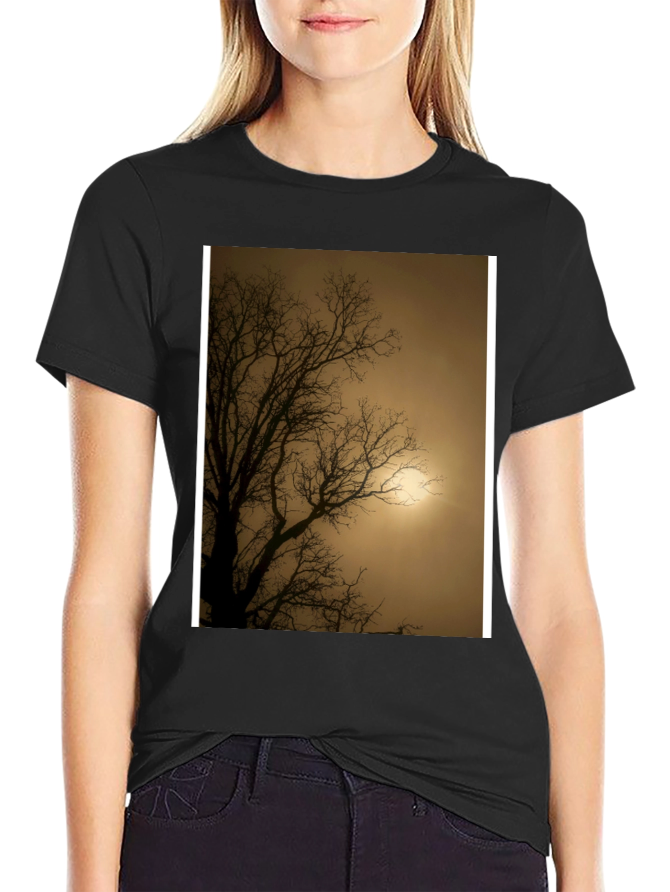 Eerie Tree Graphic Tee - Stylish Black Shirt