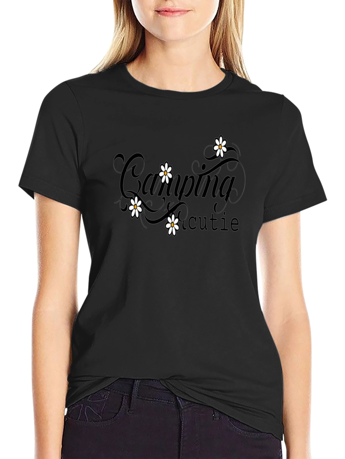 Camping Cutie Black Graphic Tee