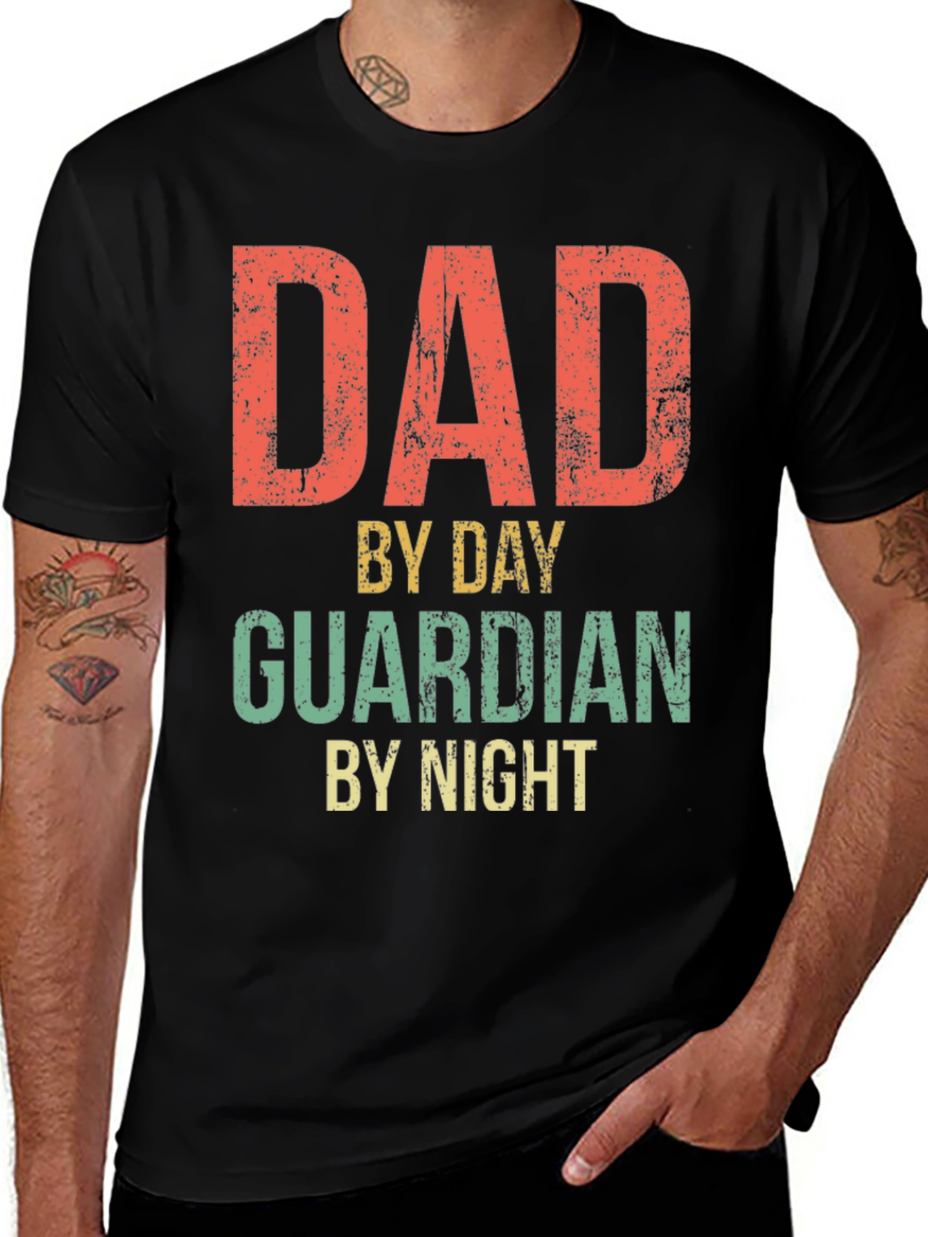Dad By Day Guardian By Night Graphic Tee