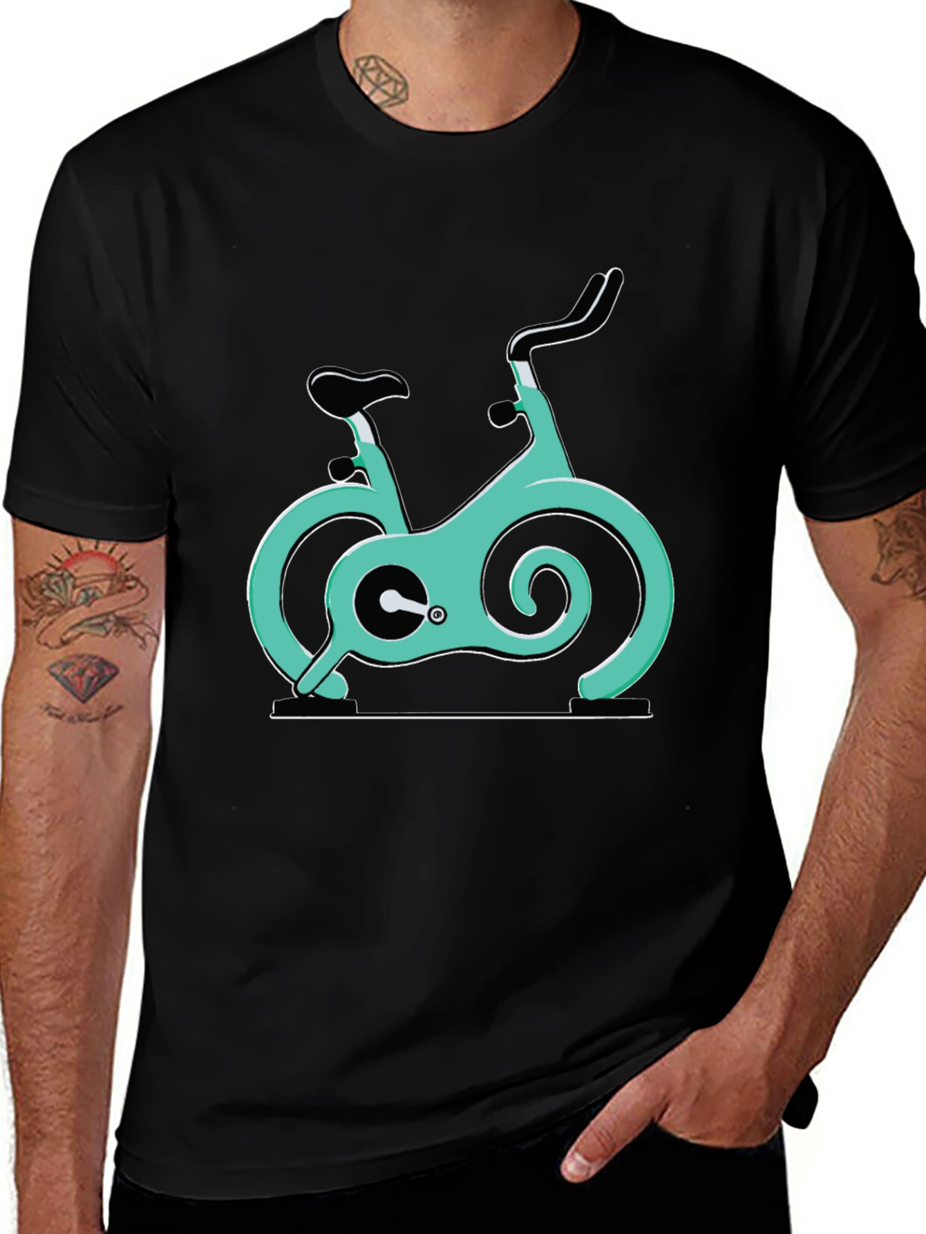 Spin Bike Graphic Tee - Cycling Enthusiast Shirt