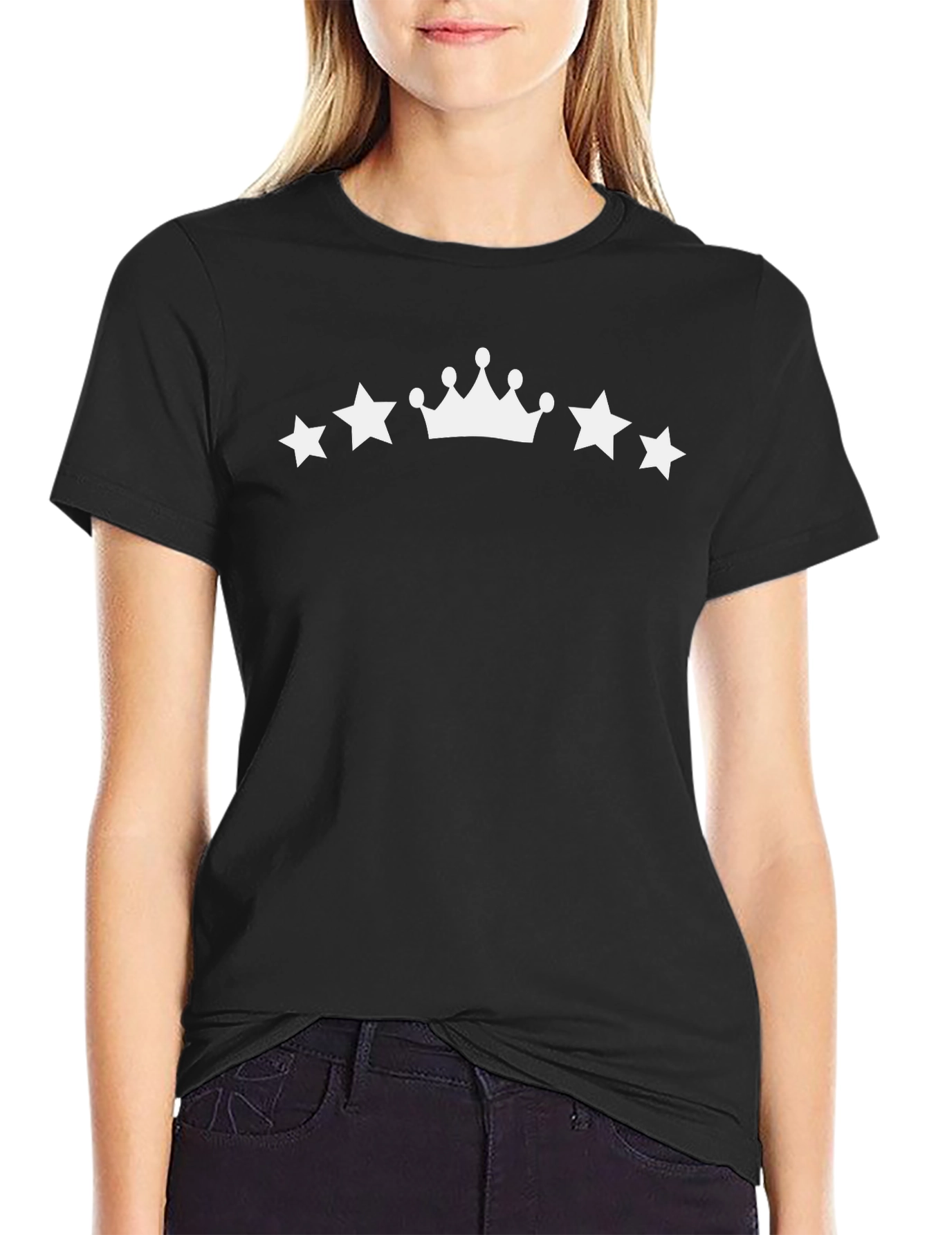 Stars & Crown Black T-Shirt - Stylish Casual Wear