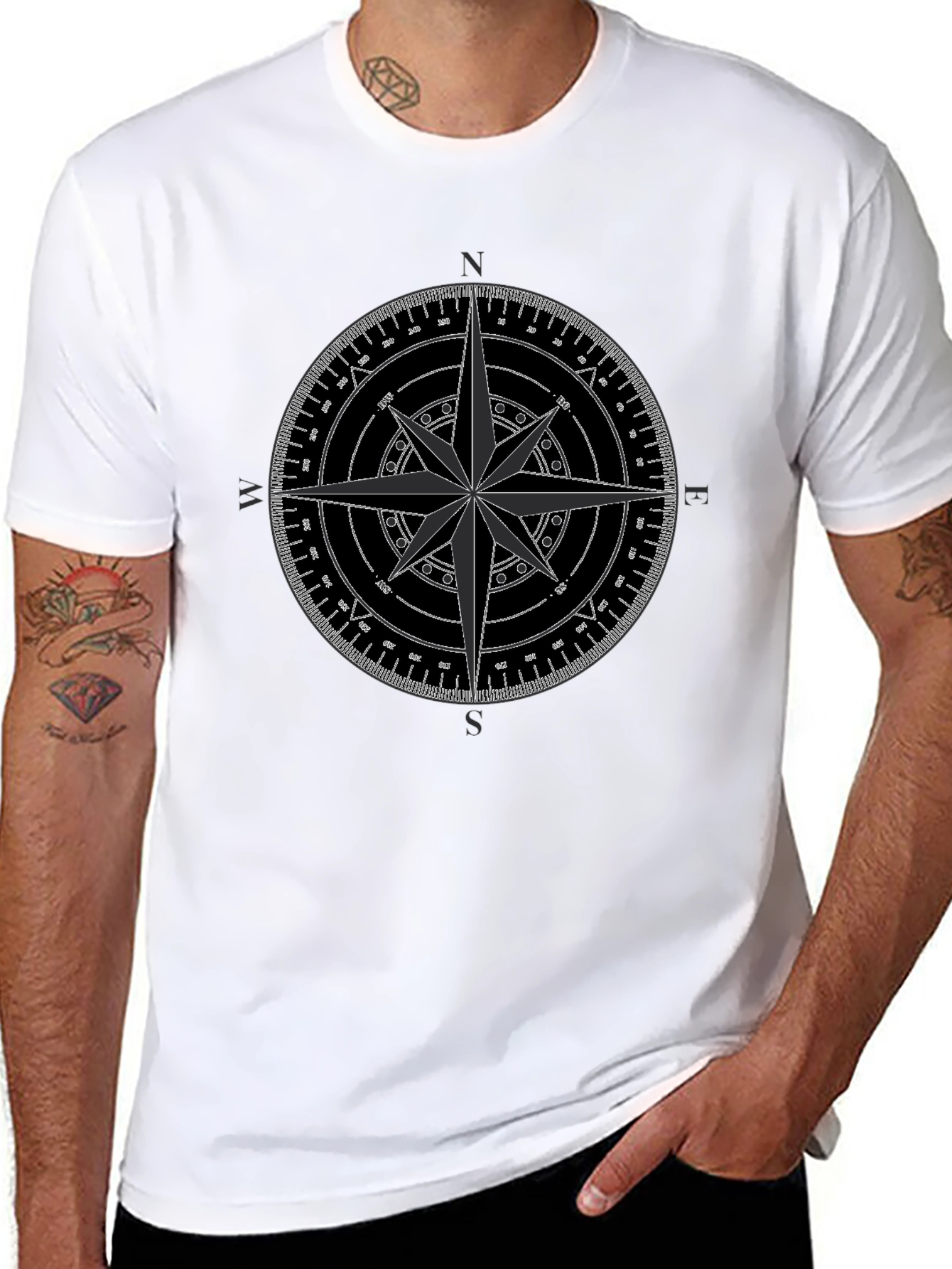 Compass Rose Graphic Tee - Black
