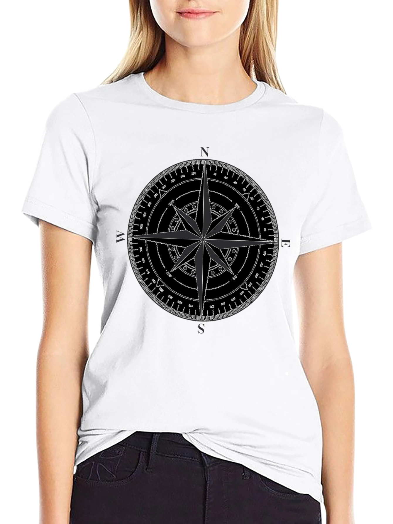Compass Rose Graphic Tee - Black