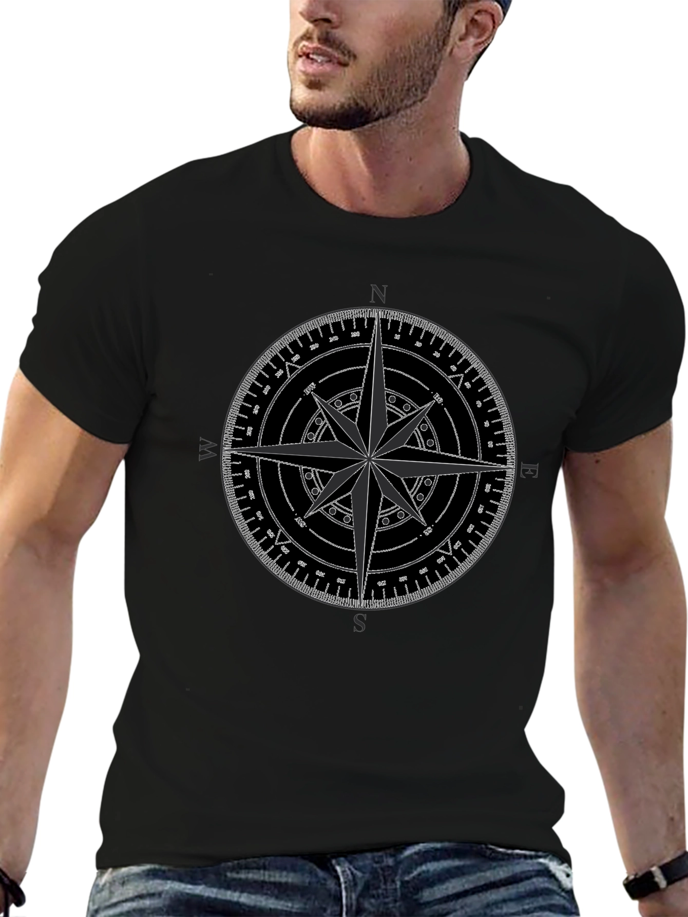 Compass Rose Graphic Tee - Black