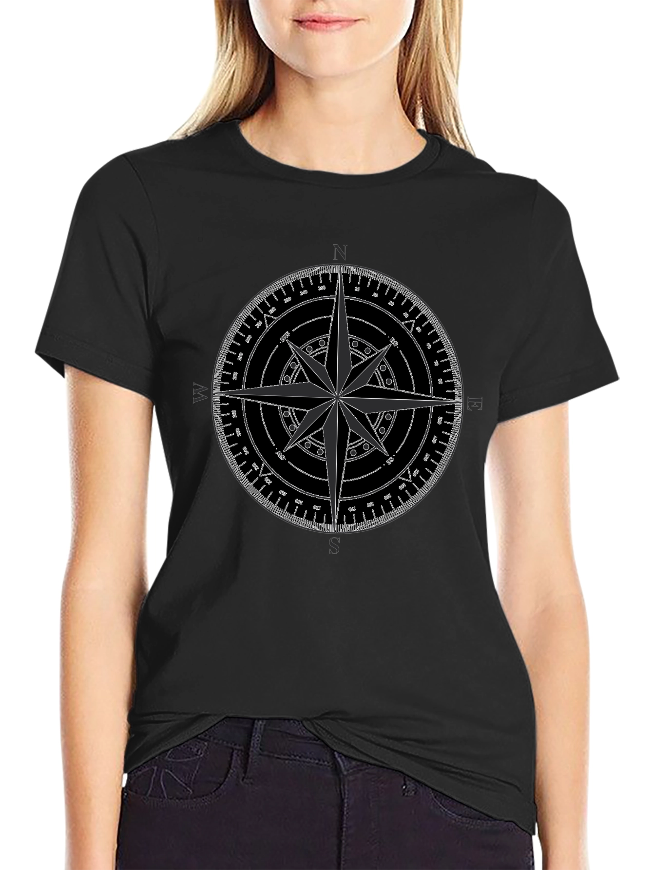 Compass Rose Graphic Tee - Black