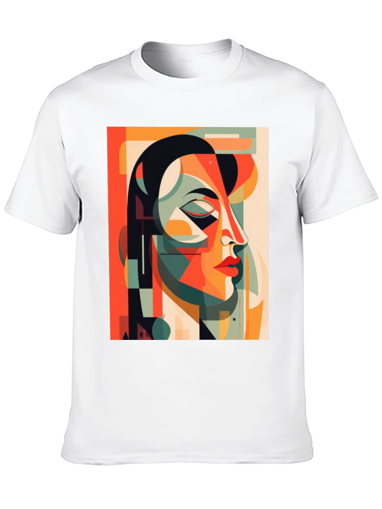 Abstract Geometric Face Graphic Tee - Modern Art Shirt