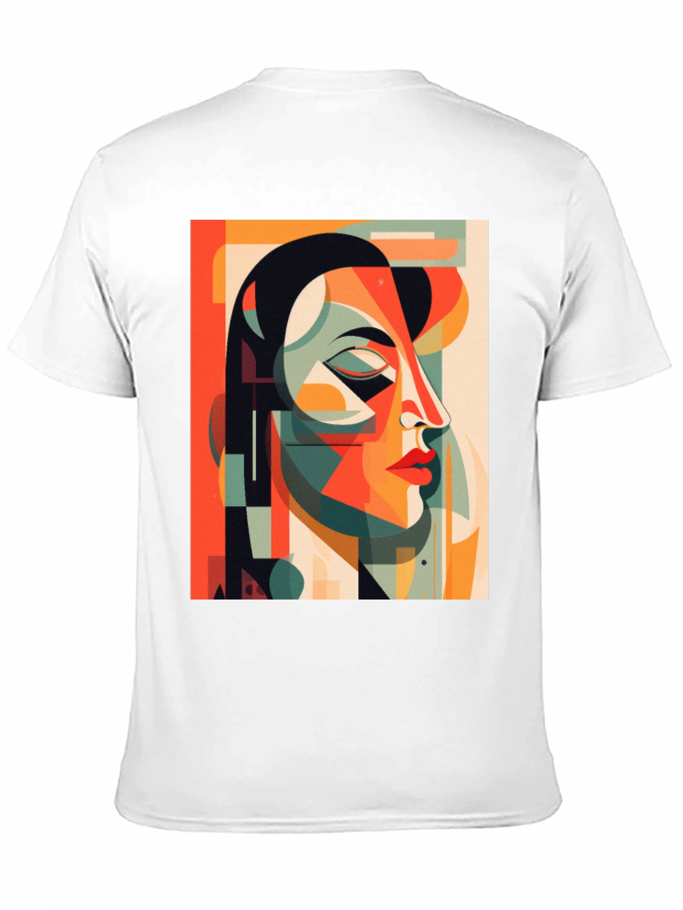 Abstract Geometric Face Graphic Tee - Modern Art Shirt