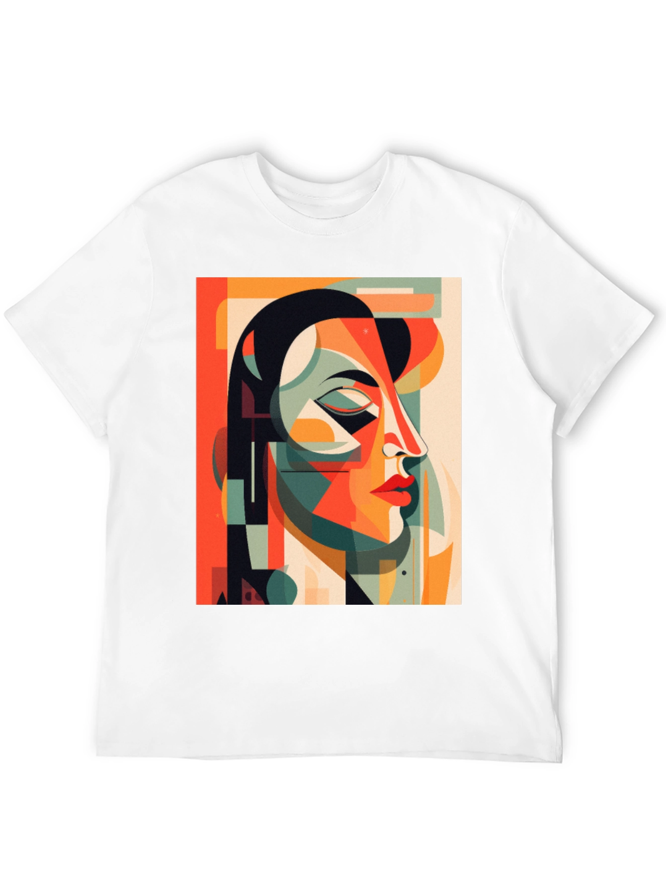 Abstract Geometric Face Graphic Tee - Modern Art Shirt