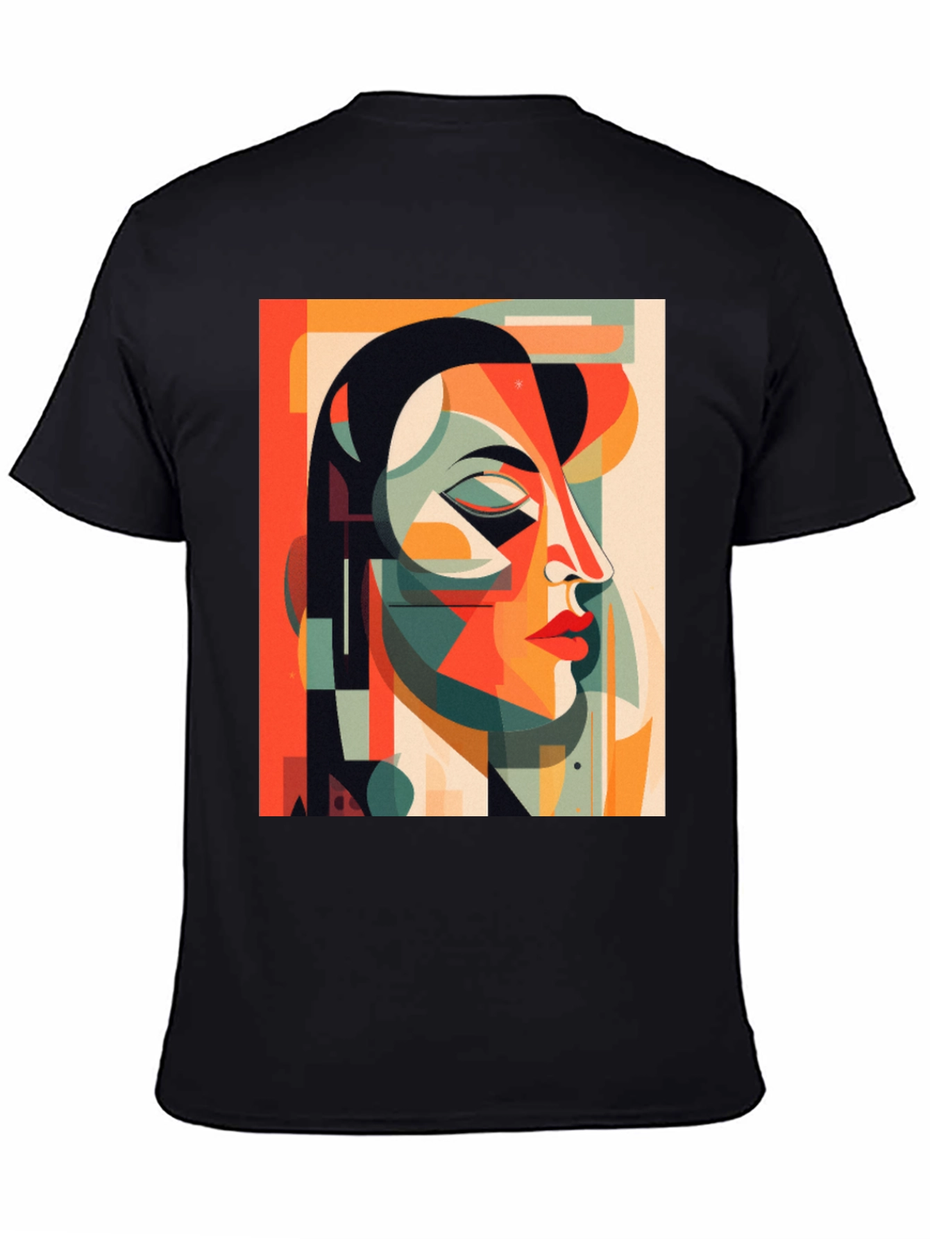 Abstract Geometric Face Graphic Tee - Modern Art Shirt