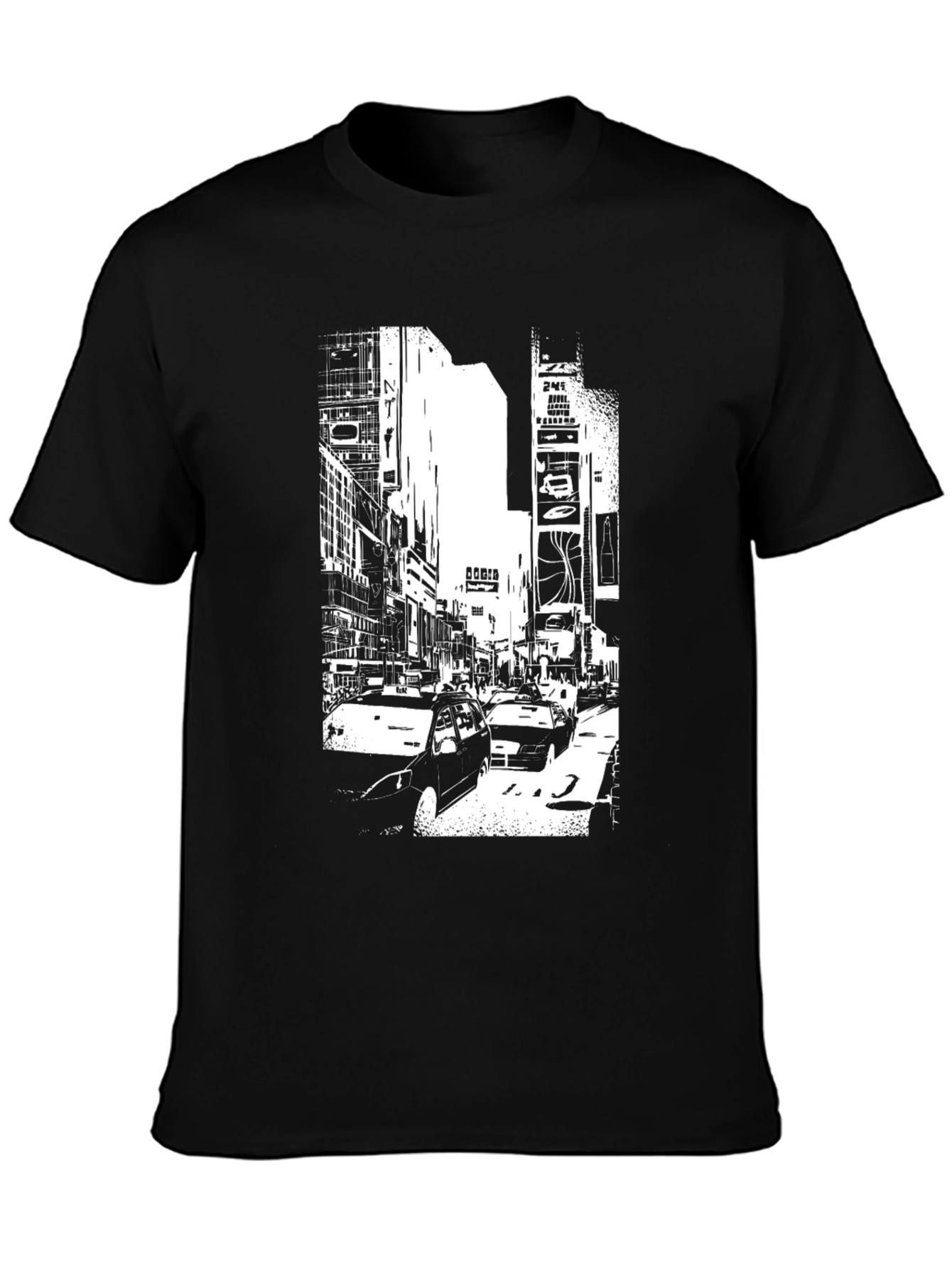 Urban Scene Graphic Tee - Modern Black T-Shirt