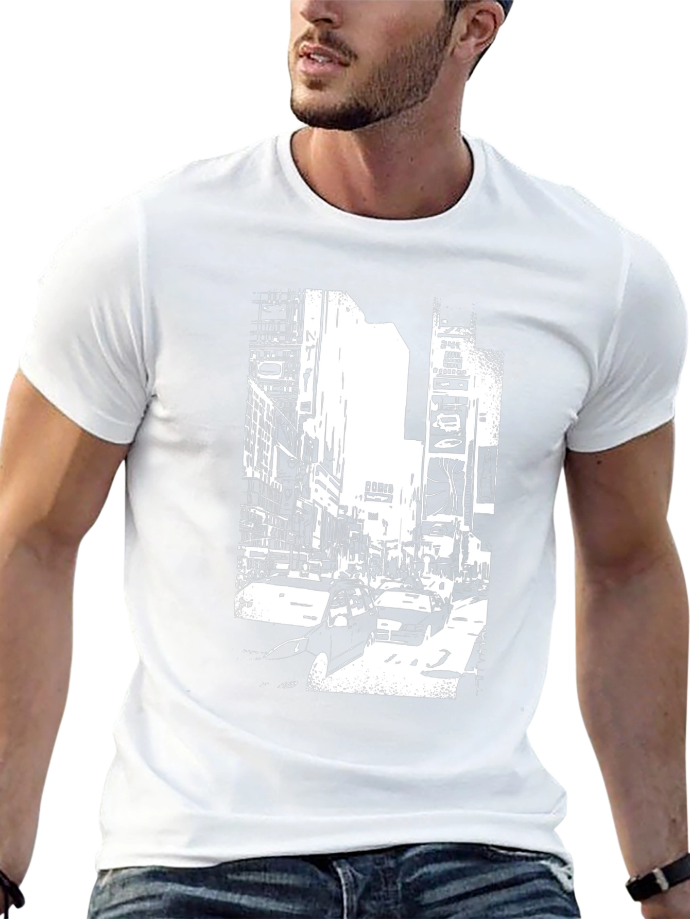 Urban Scene Graphic Tee - Modern Black T-Shirt