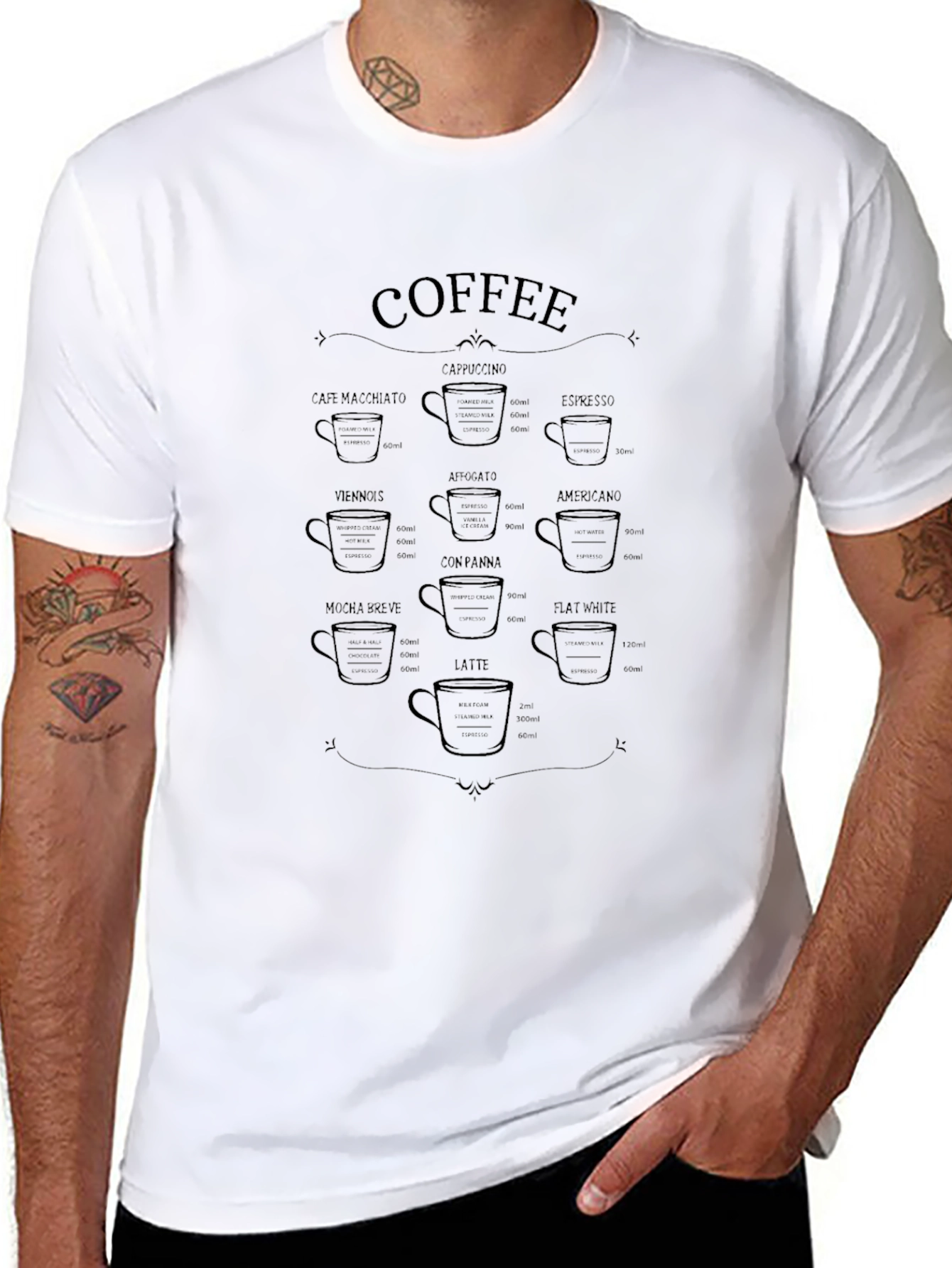 Coffee Drinks Black Graphic T-Shirt